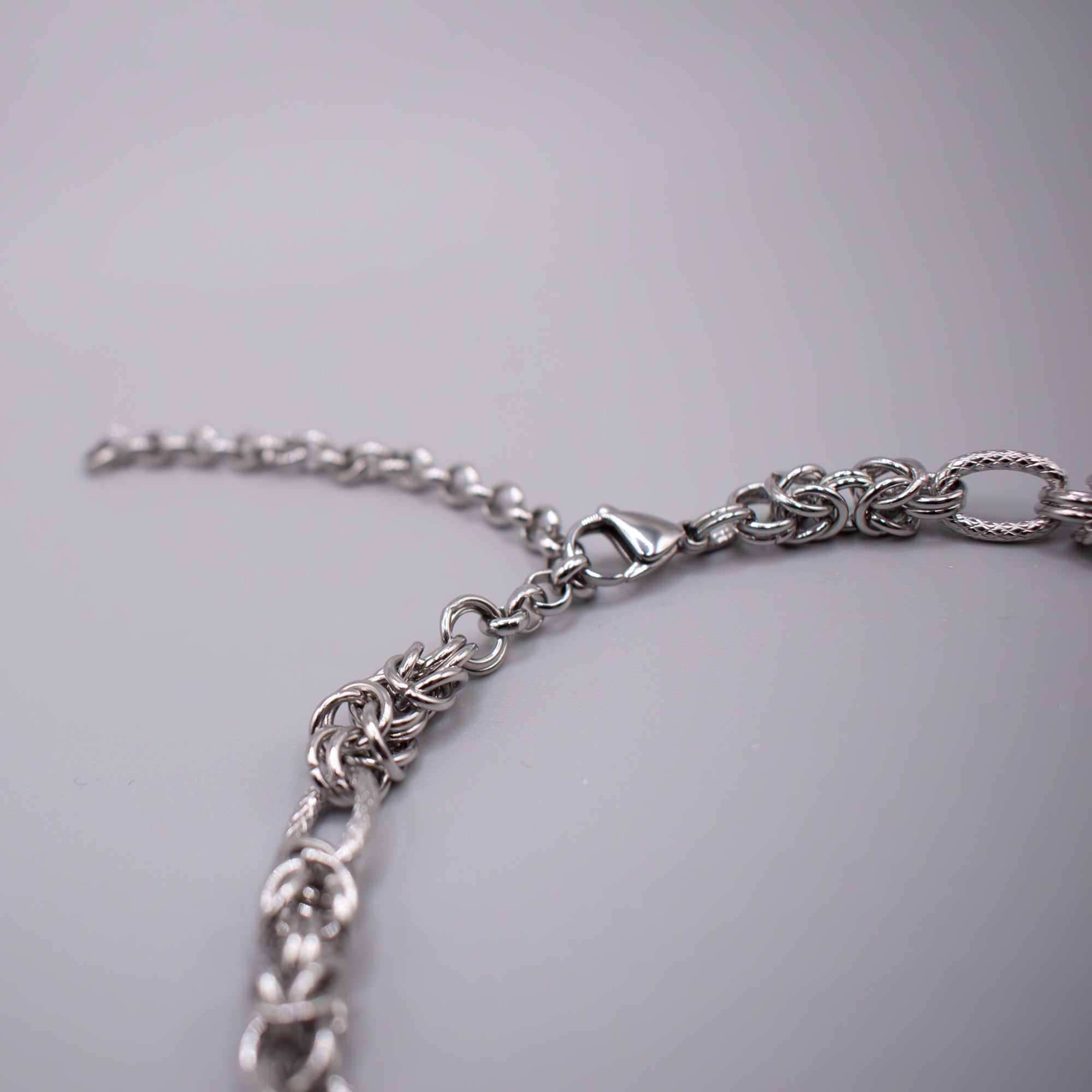 Plain Byzantine Link Choker Necklace - (Silver) 10mm