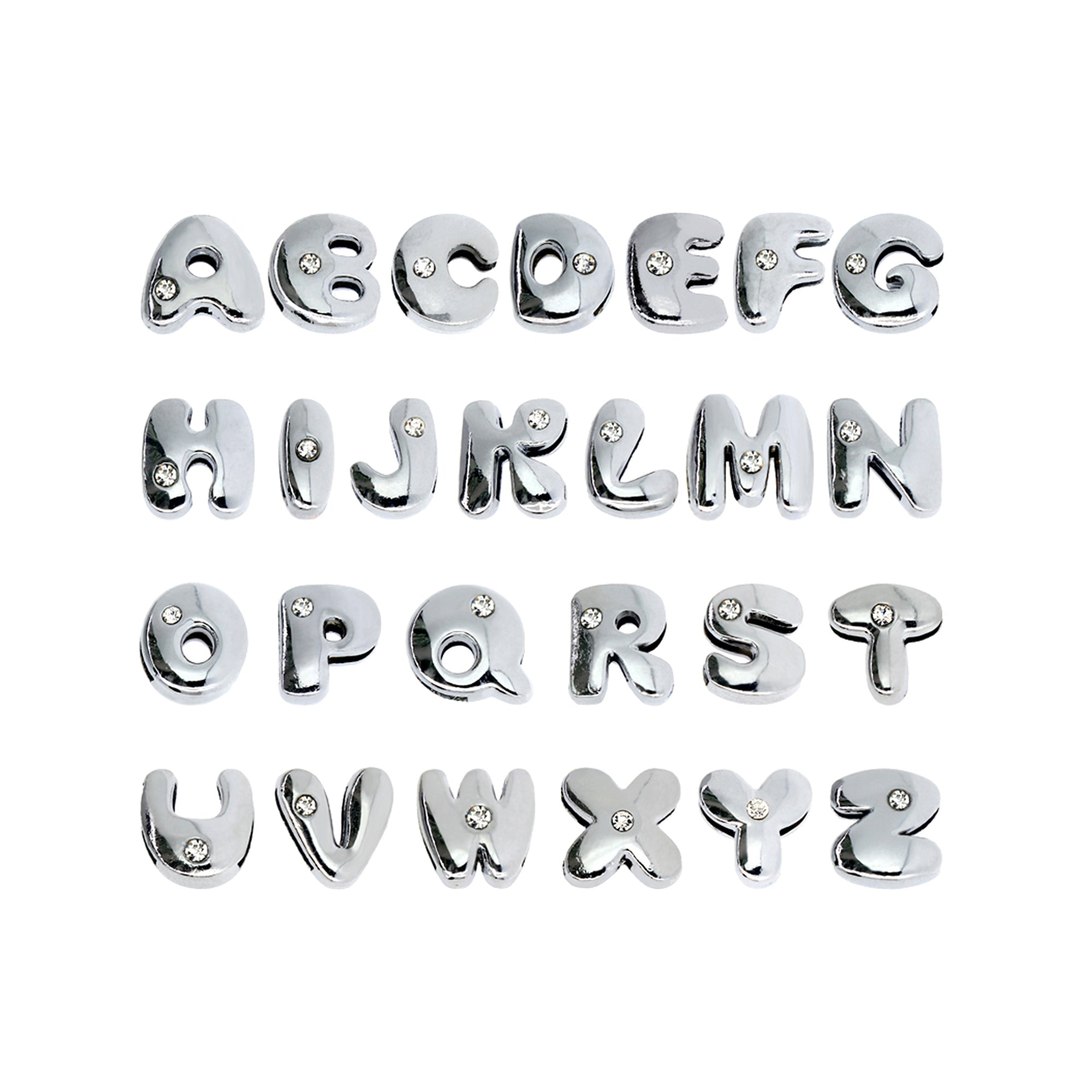 silver letter slide charms