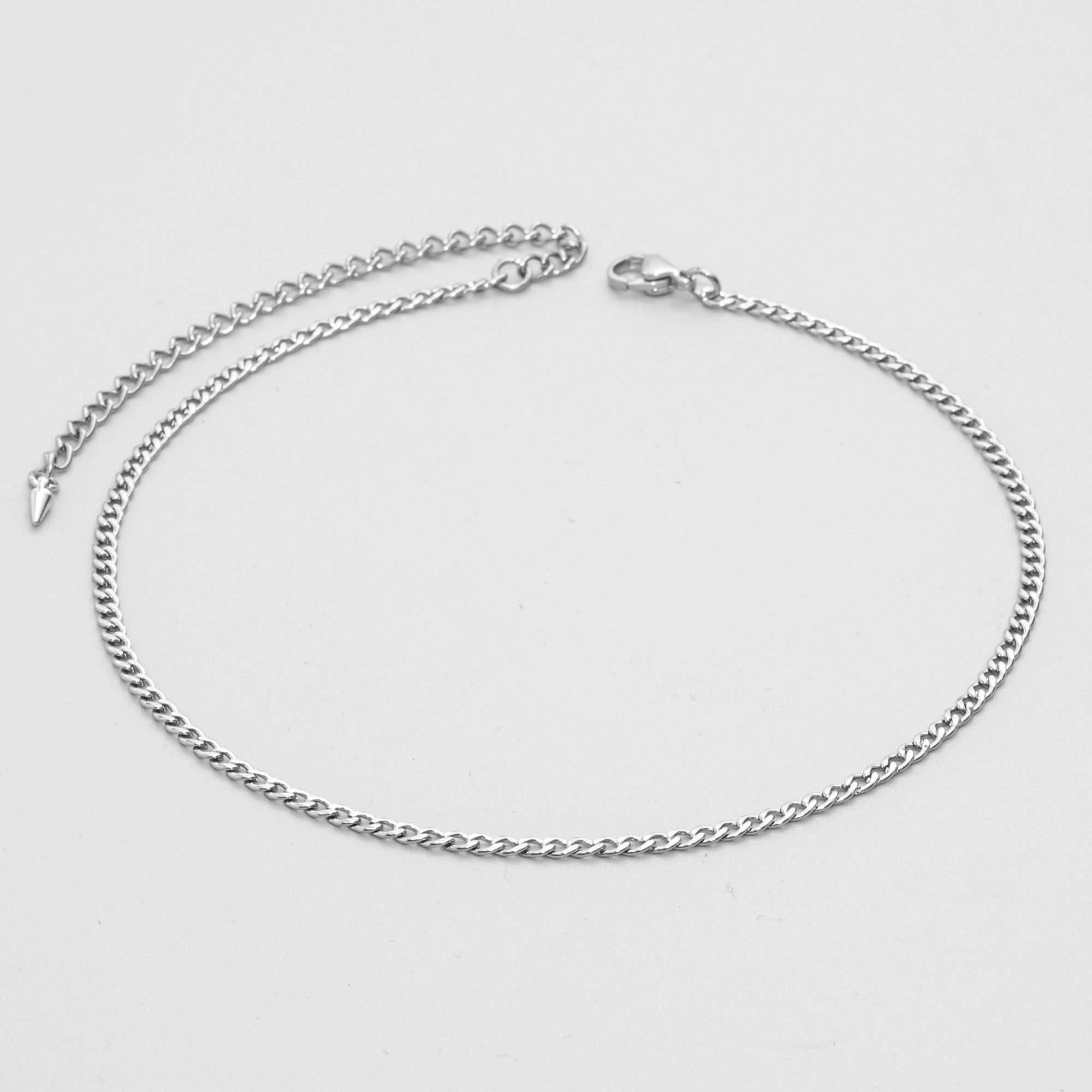 Dainty 3mm cuban link chain choker in silver stainless steel
