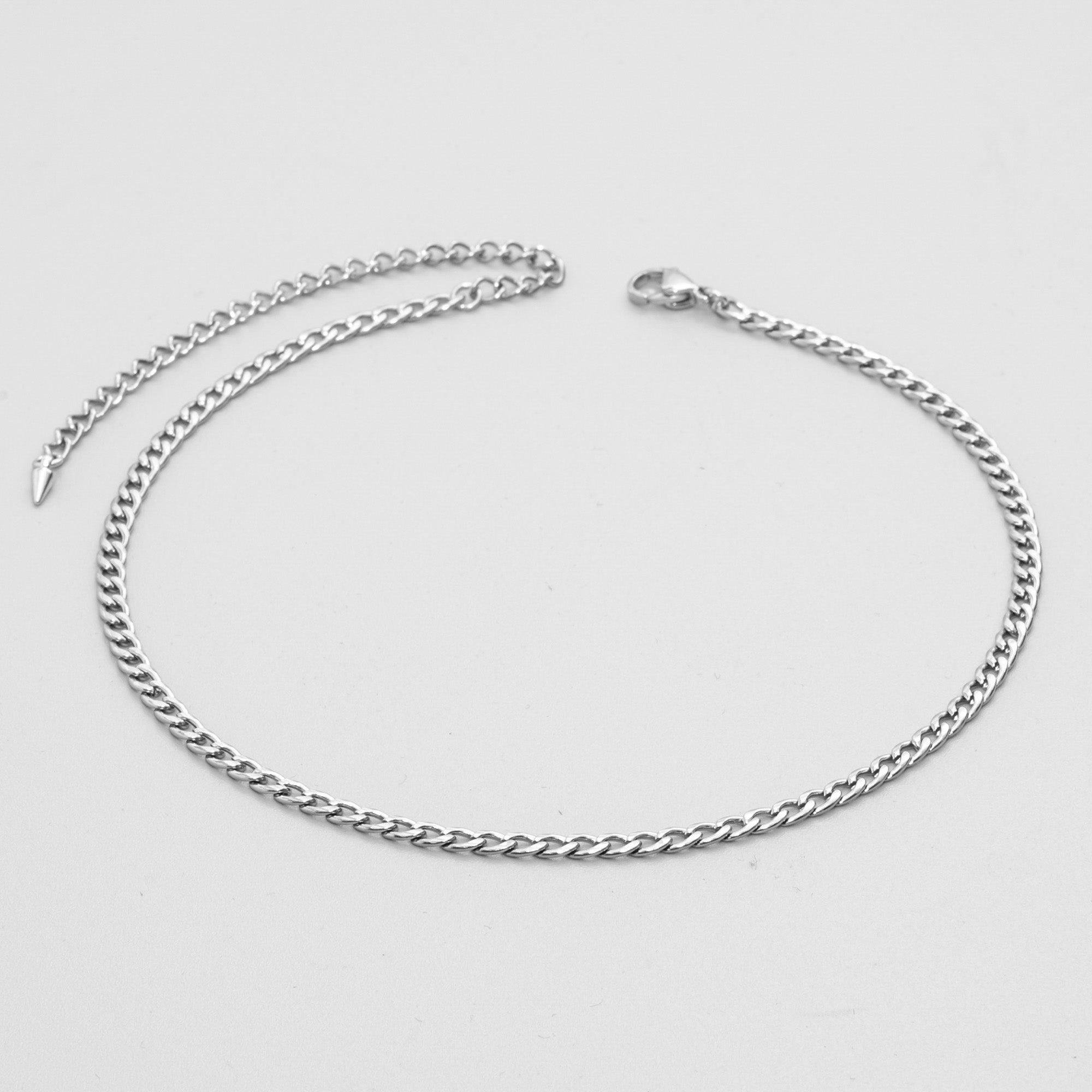 Dainty 4mm cuban link chain choker in silver stainless steel