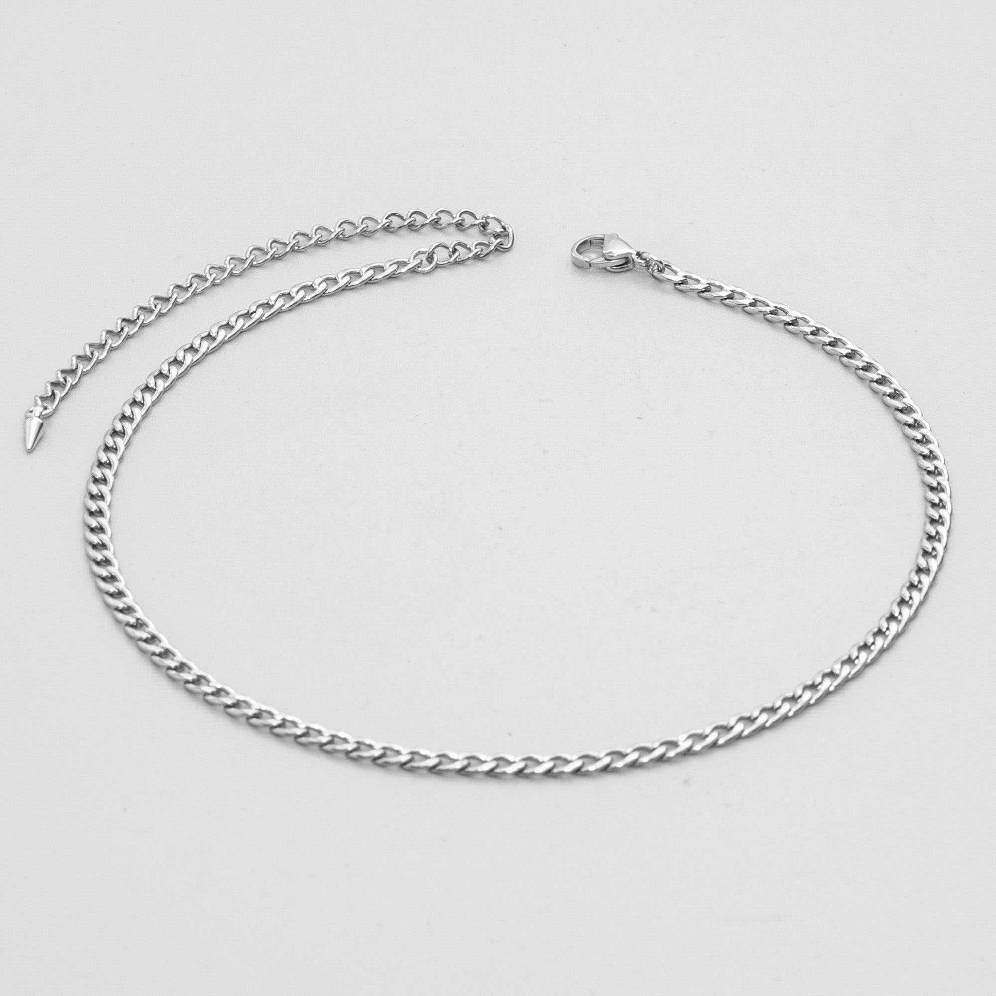 Dainty 4mm cuban link chain choker in silver stainless steel