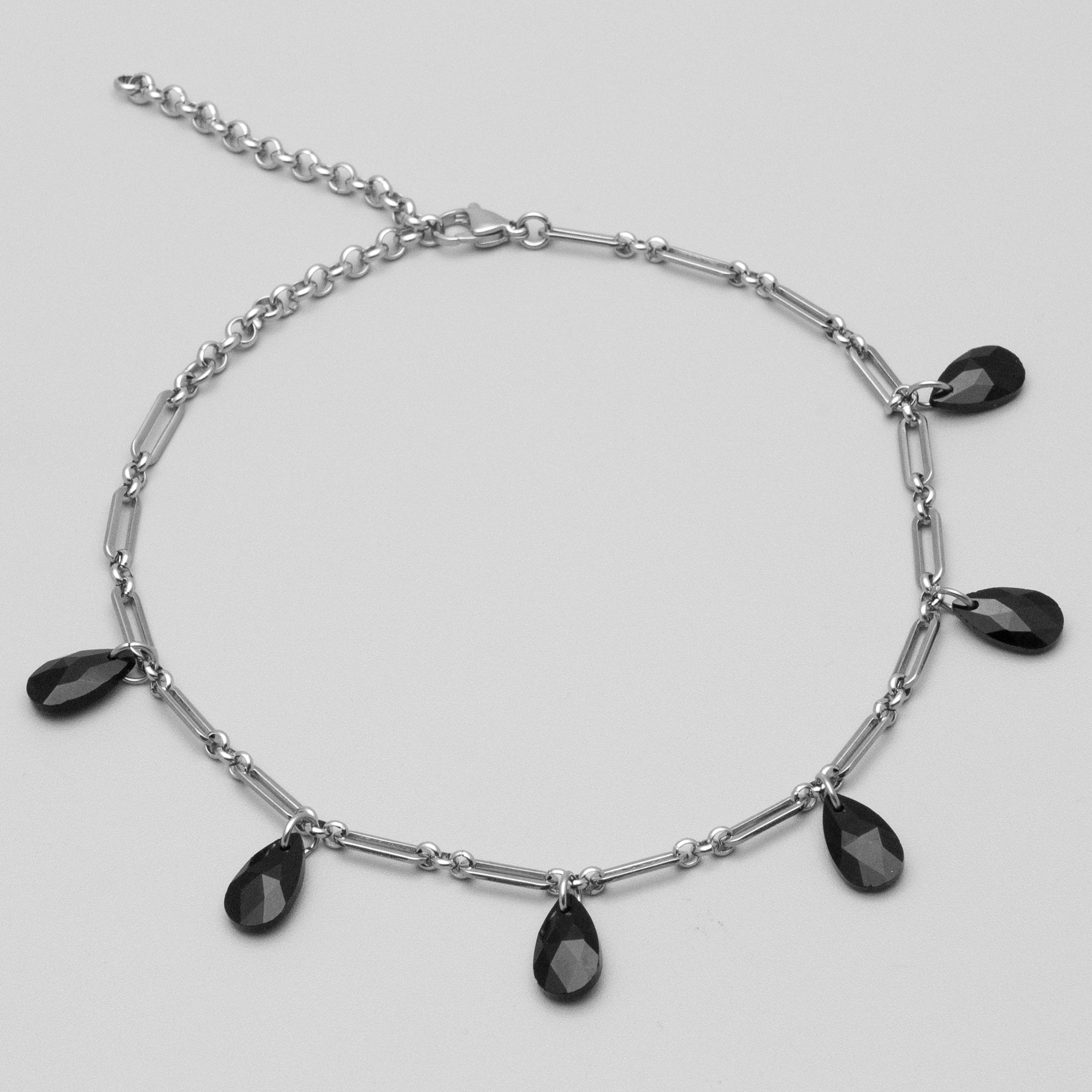 Gothic Teardrop Paperclip Choker (Silver)