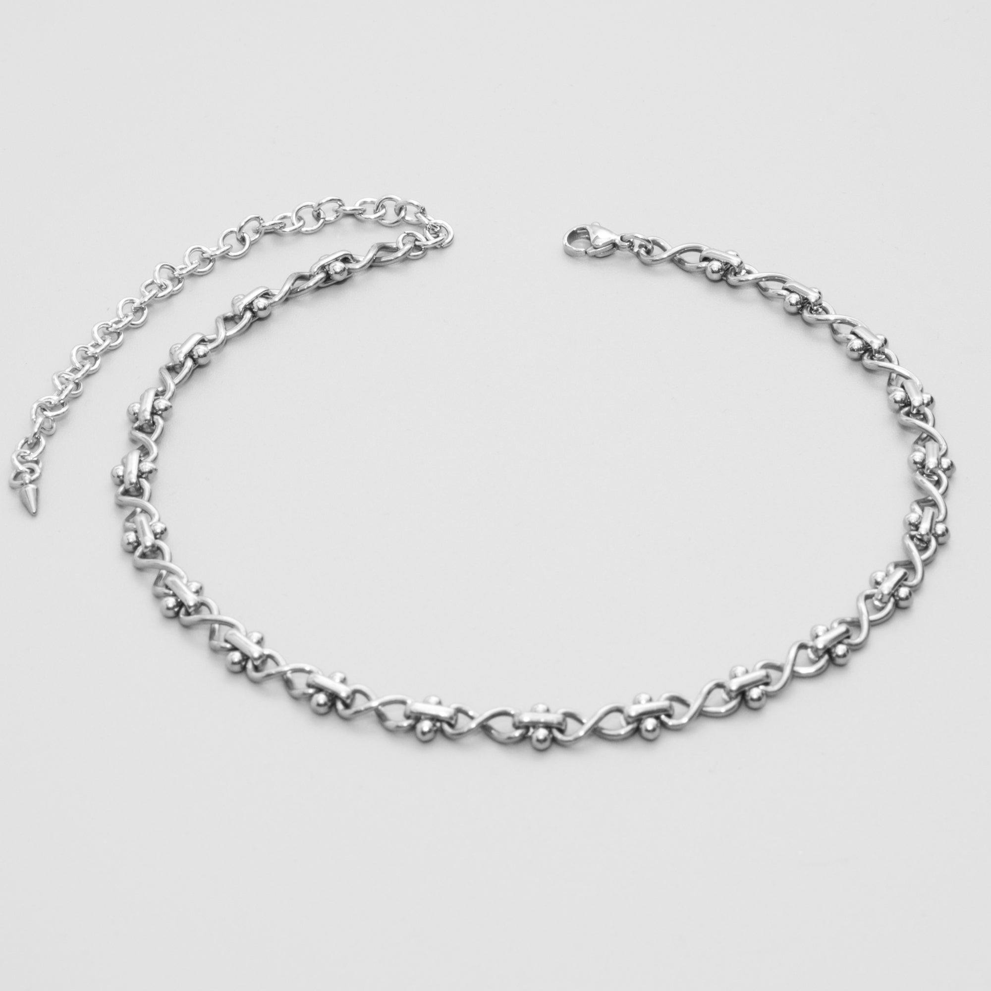 Eternity link choker necklace in silver stainless steel