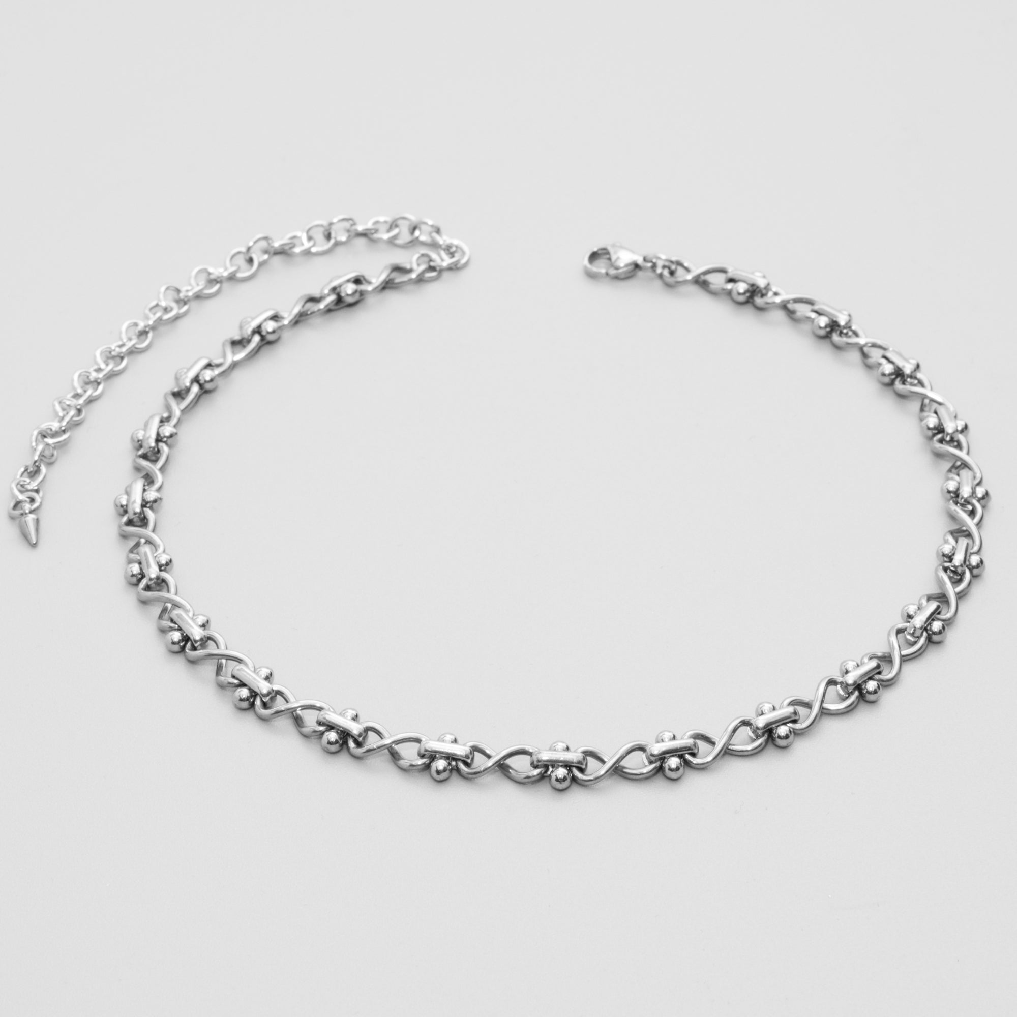 Eternity link choker necklace in silver stainless steel