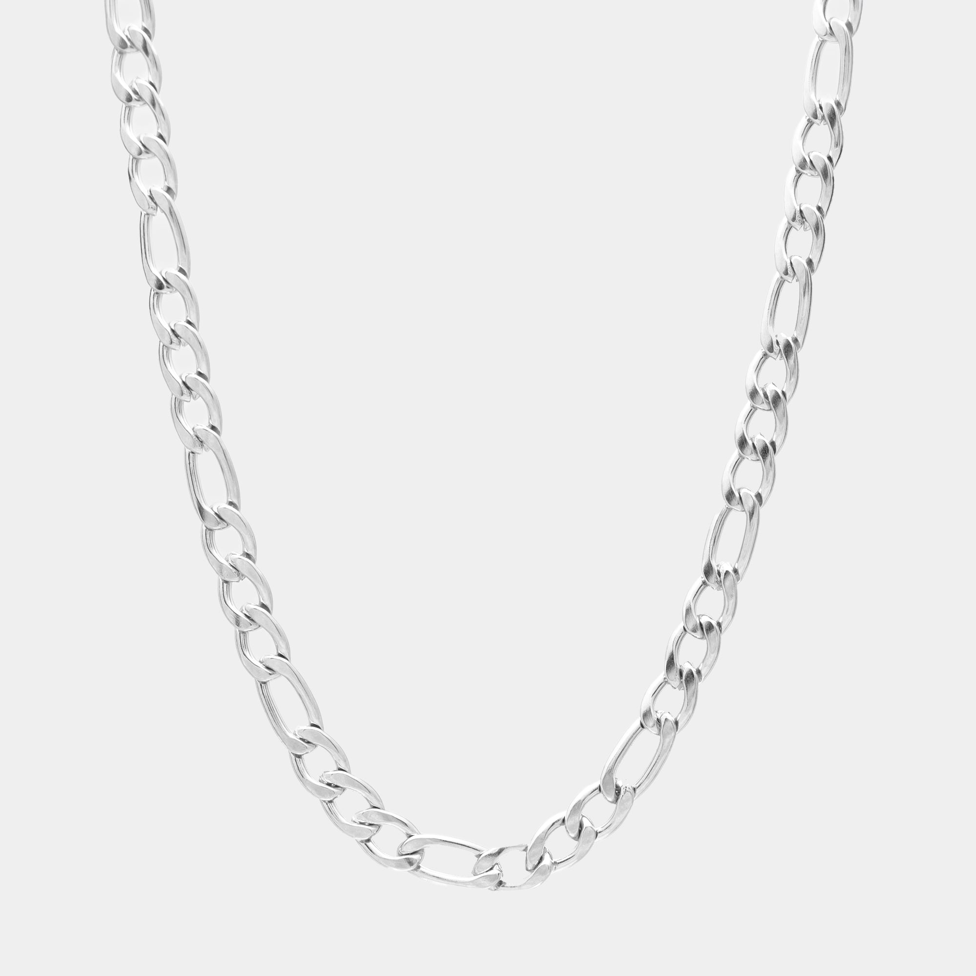 chunky silver figaro chain necklace 7mm wide non tarnish jewellery
