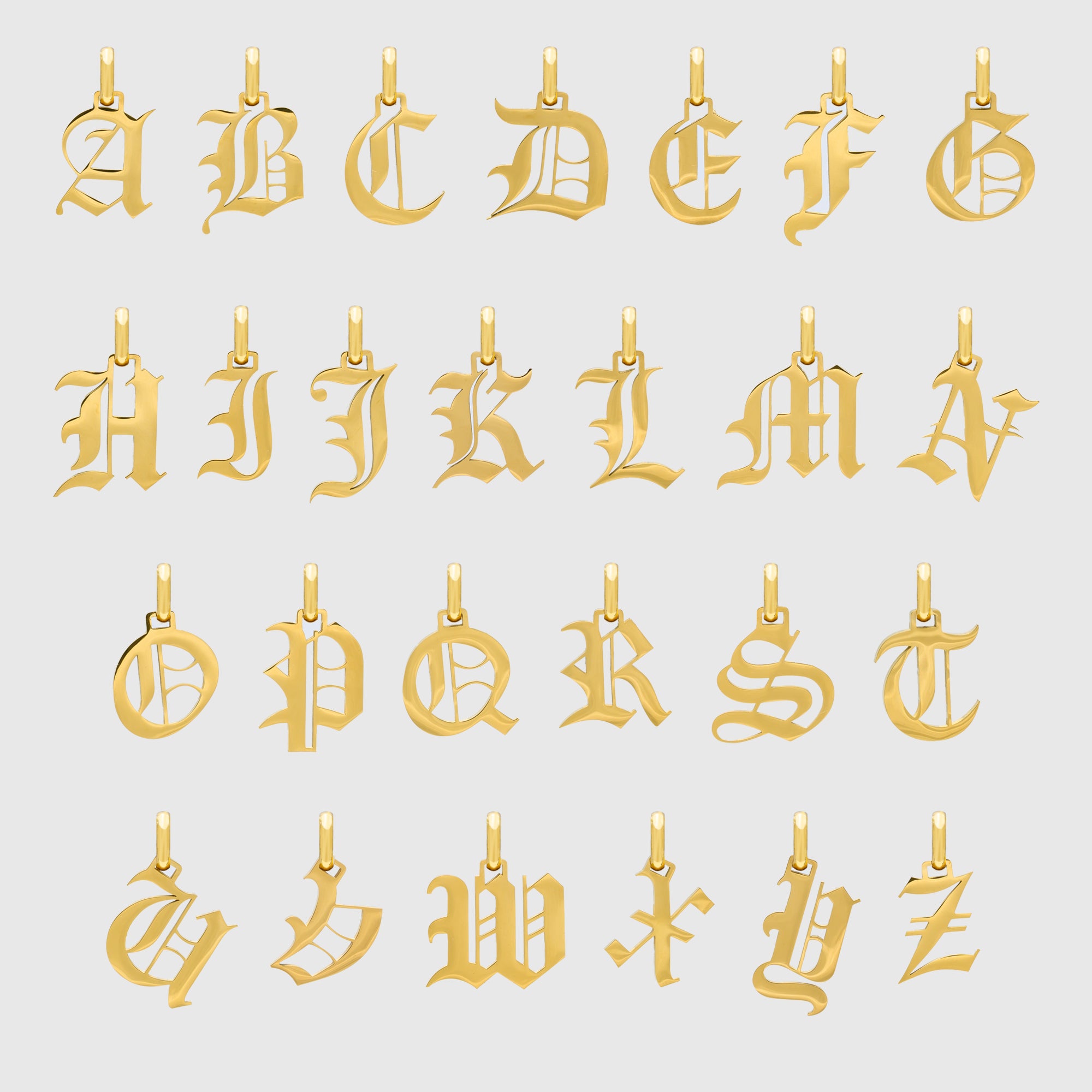 Gold Initial Letter pendants A-Z