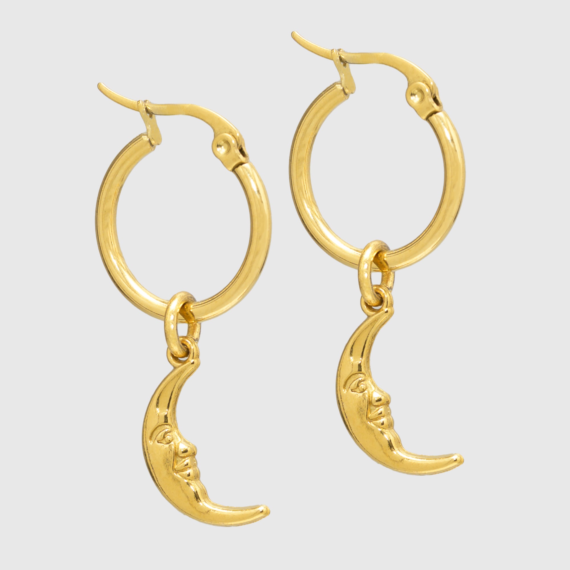 Gold man in the moon celestial earrings