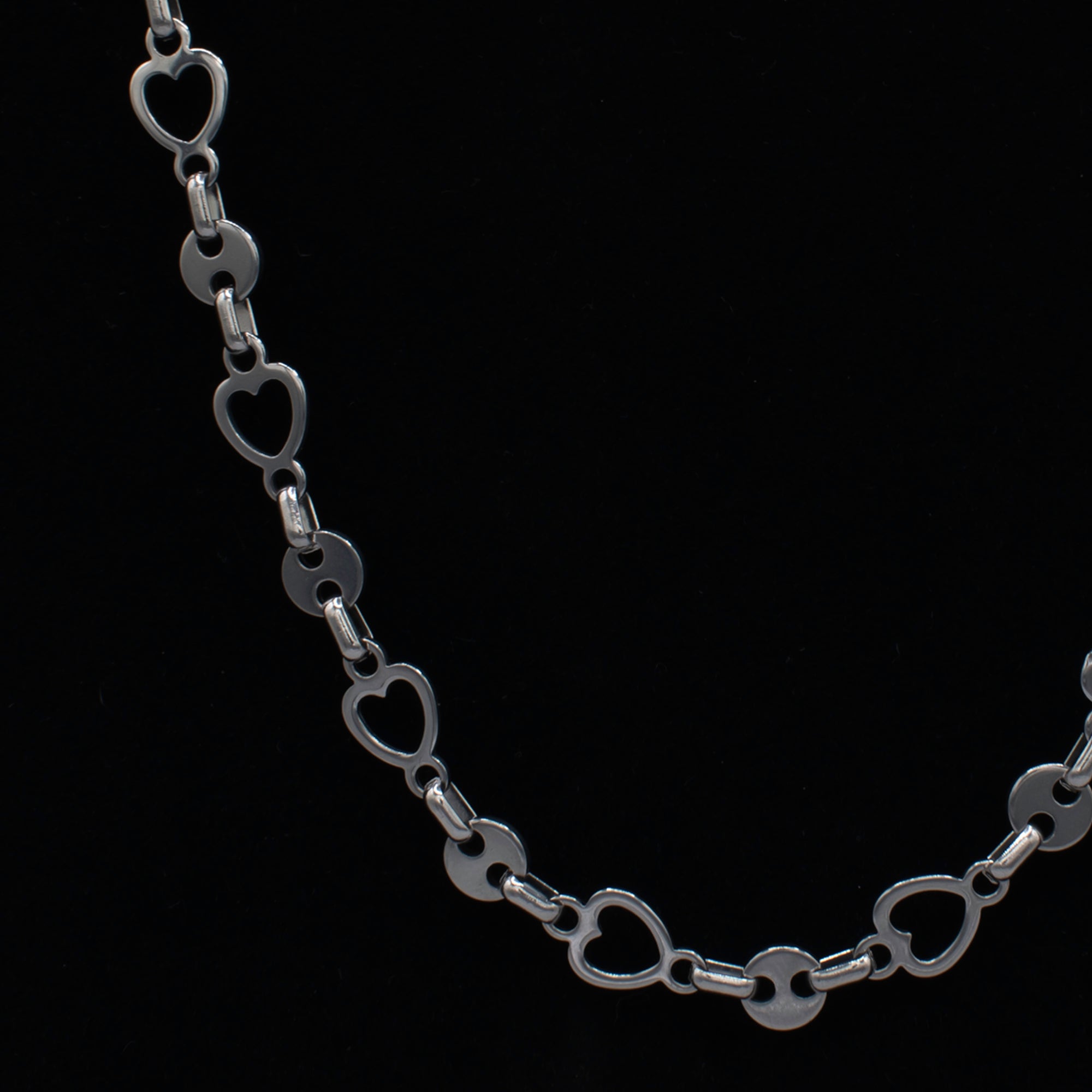 Heart Link Necklace - (Silver) 9mm