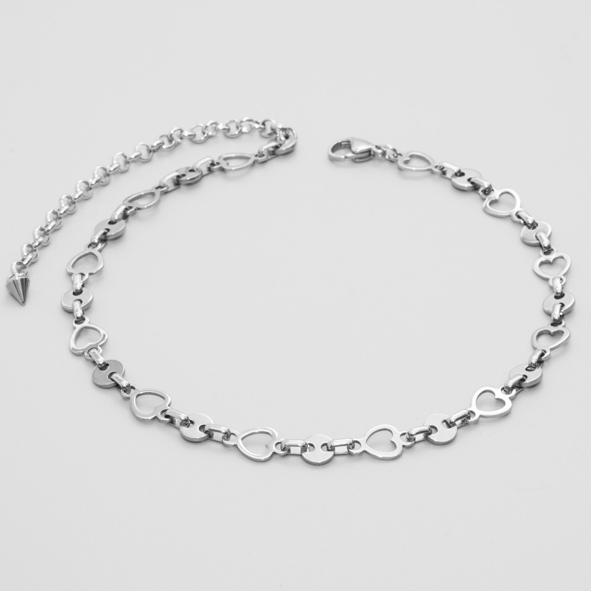 Heart link choker necklace in silver