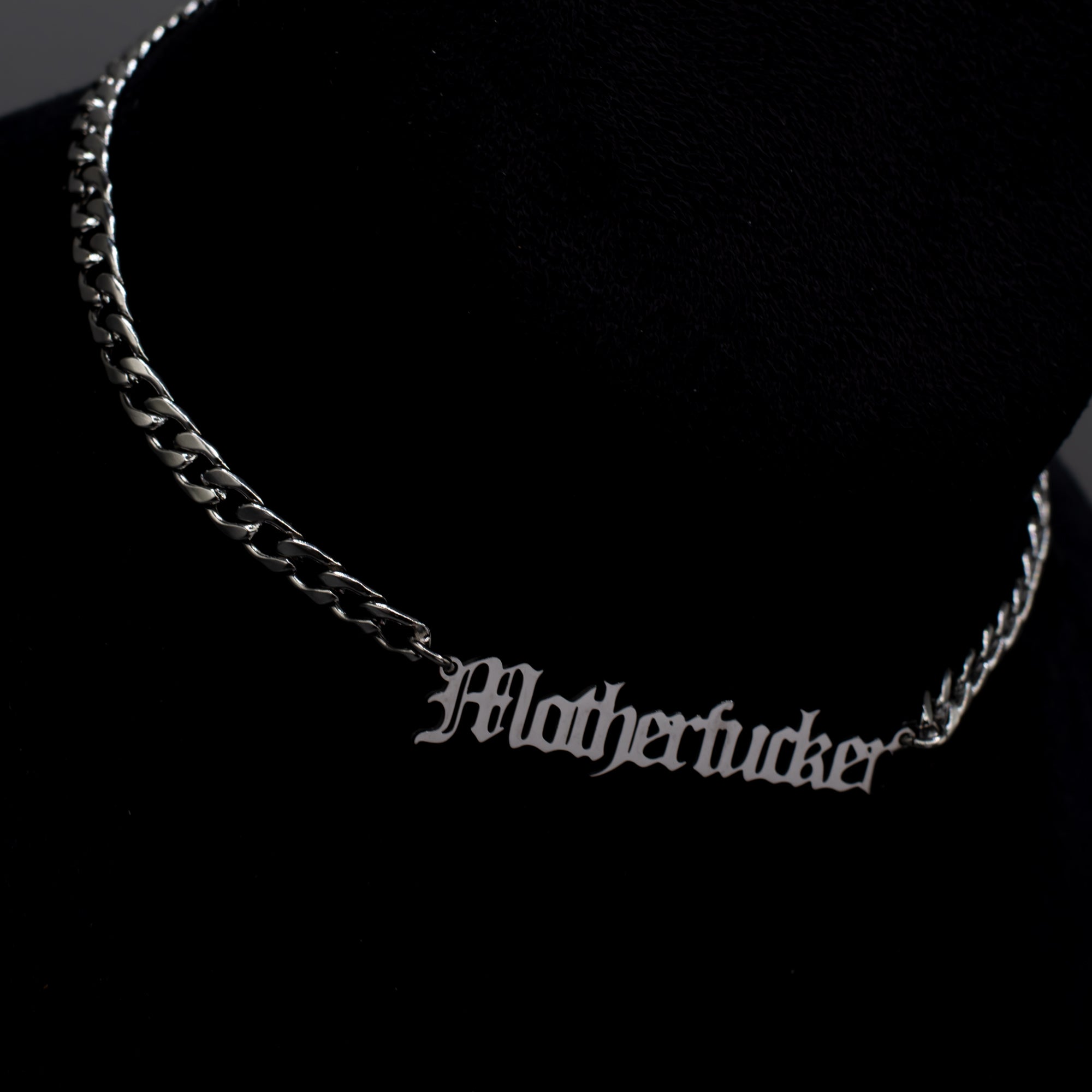 Mother F**ker Cuban Link Choker Chain (Silver)