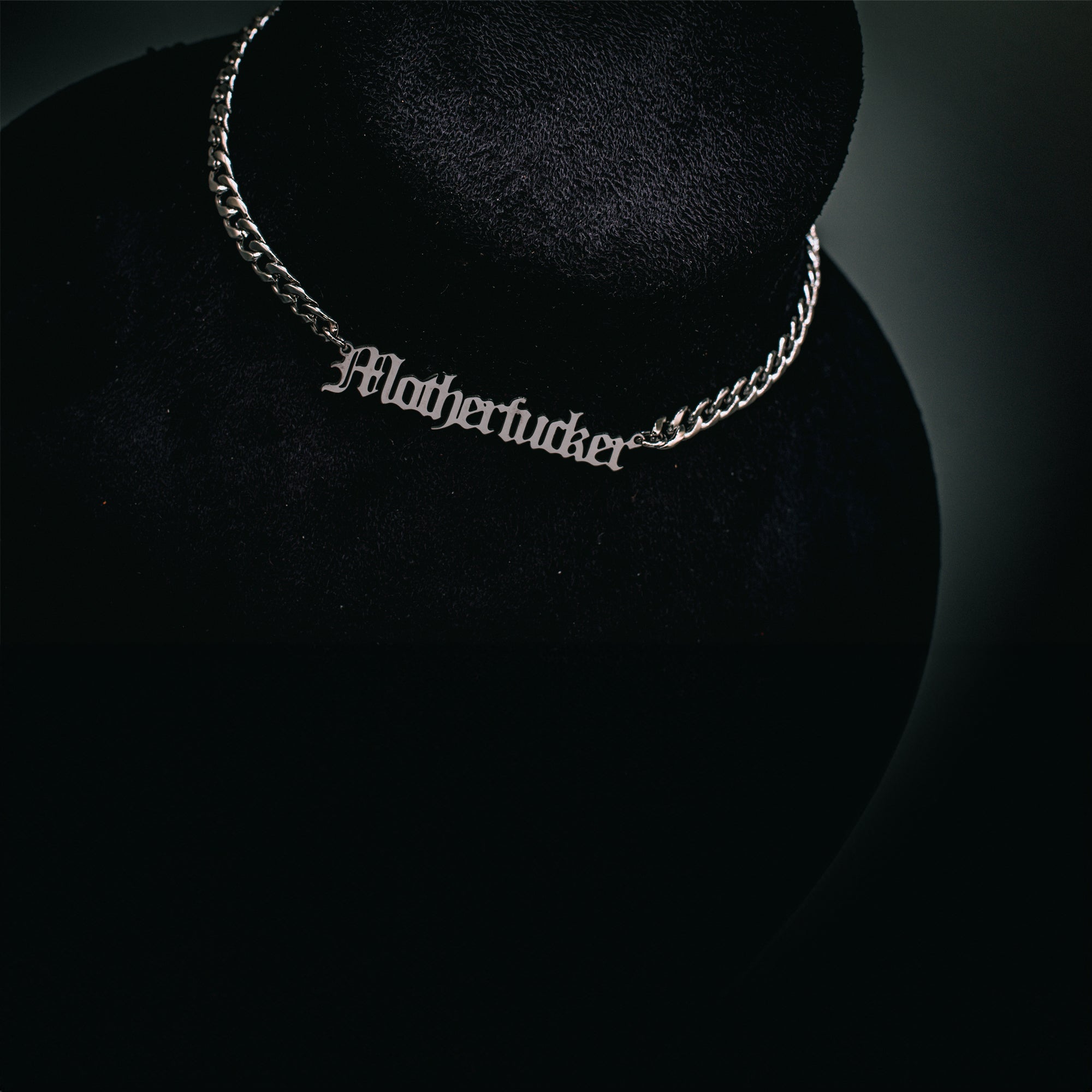 Mother F**ker Cuban Link Choker Chain (Silver)