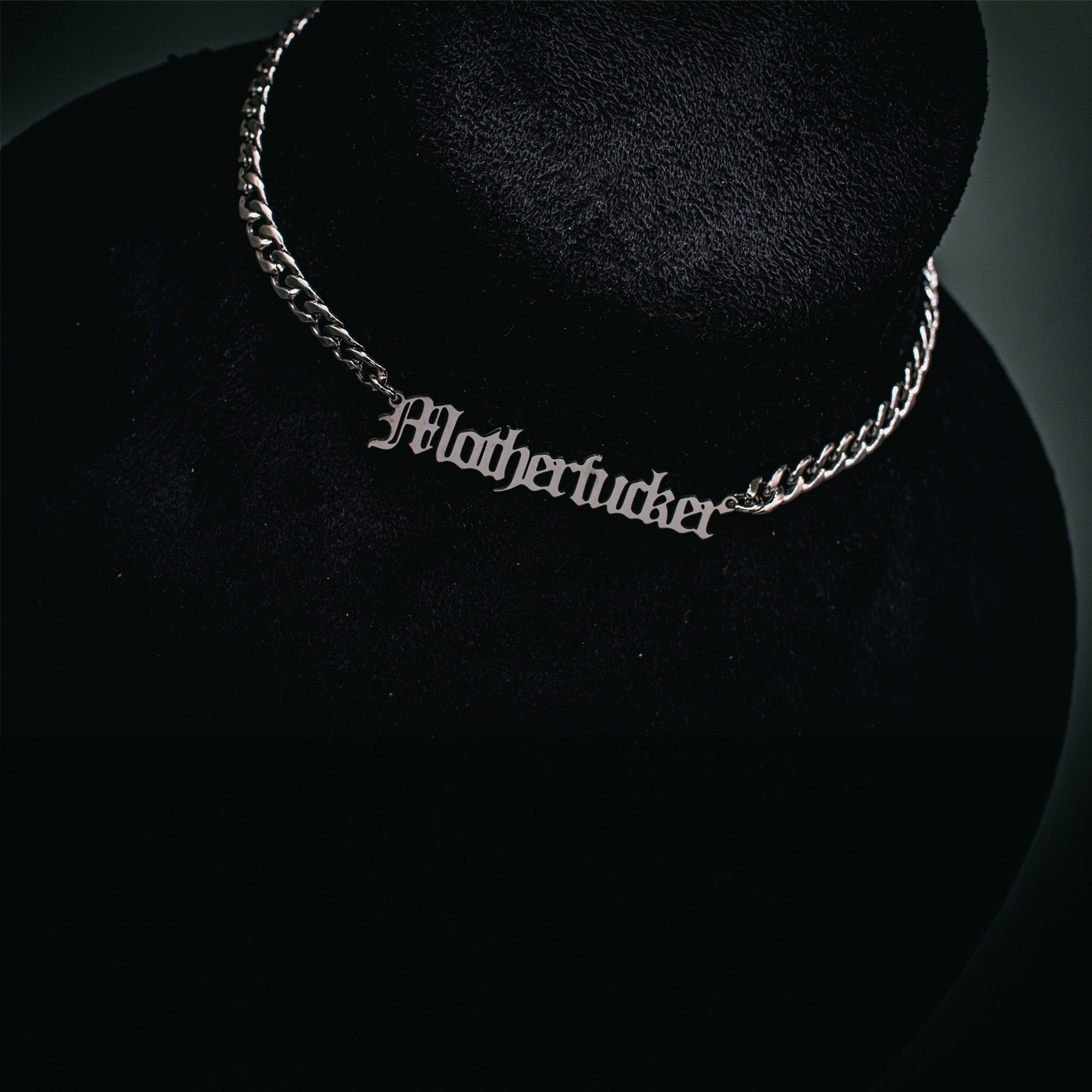 Mother F**ker Cuban Link Choker Chain (Silver)