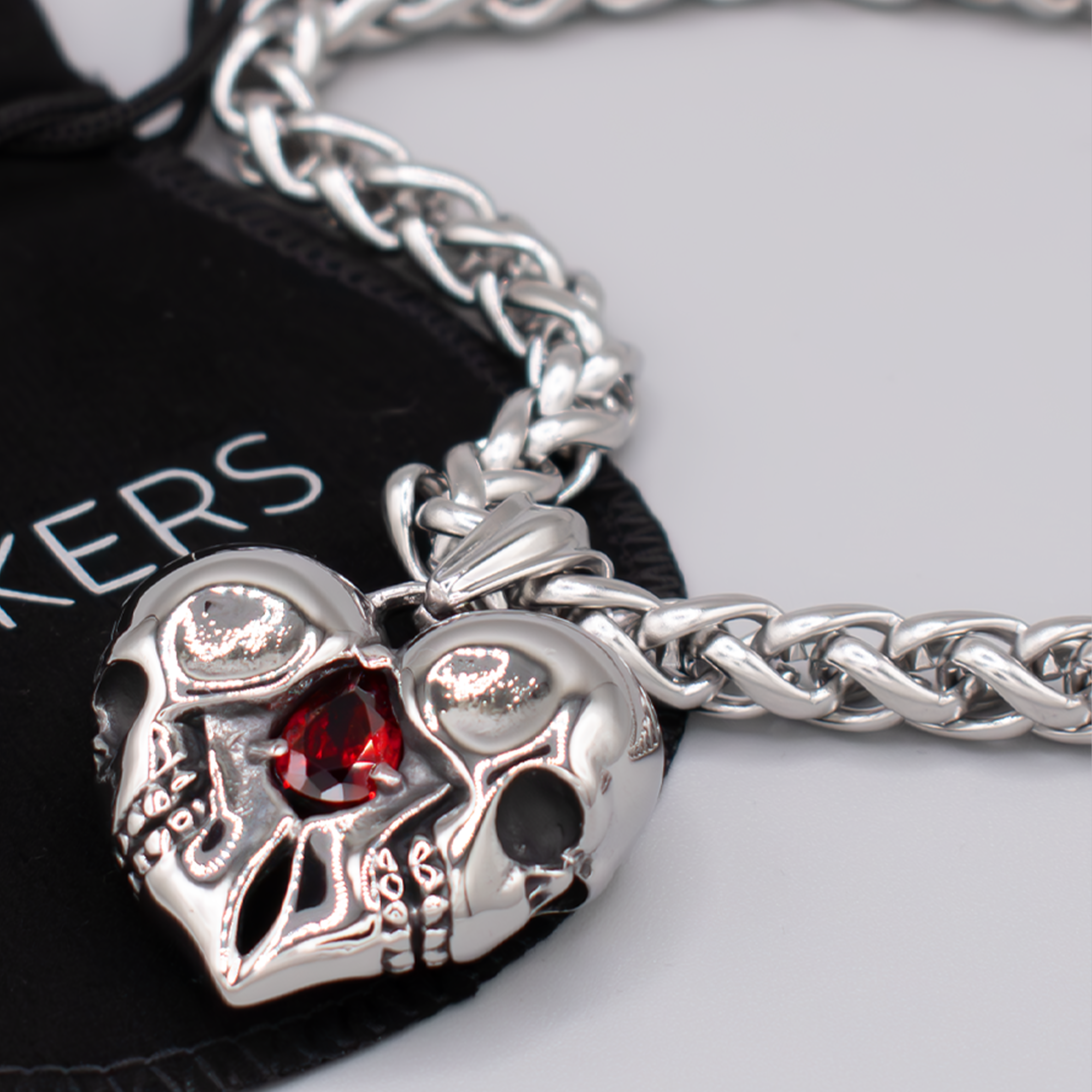 Eternal Love Gothic Skull Foxtail Choker Chain Necklace (Silver)