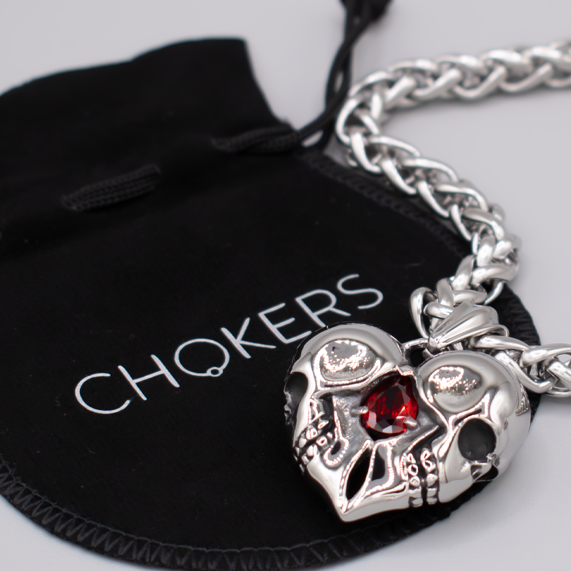 Gothic skull necklace in silver stainless steel