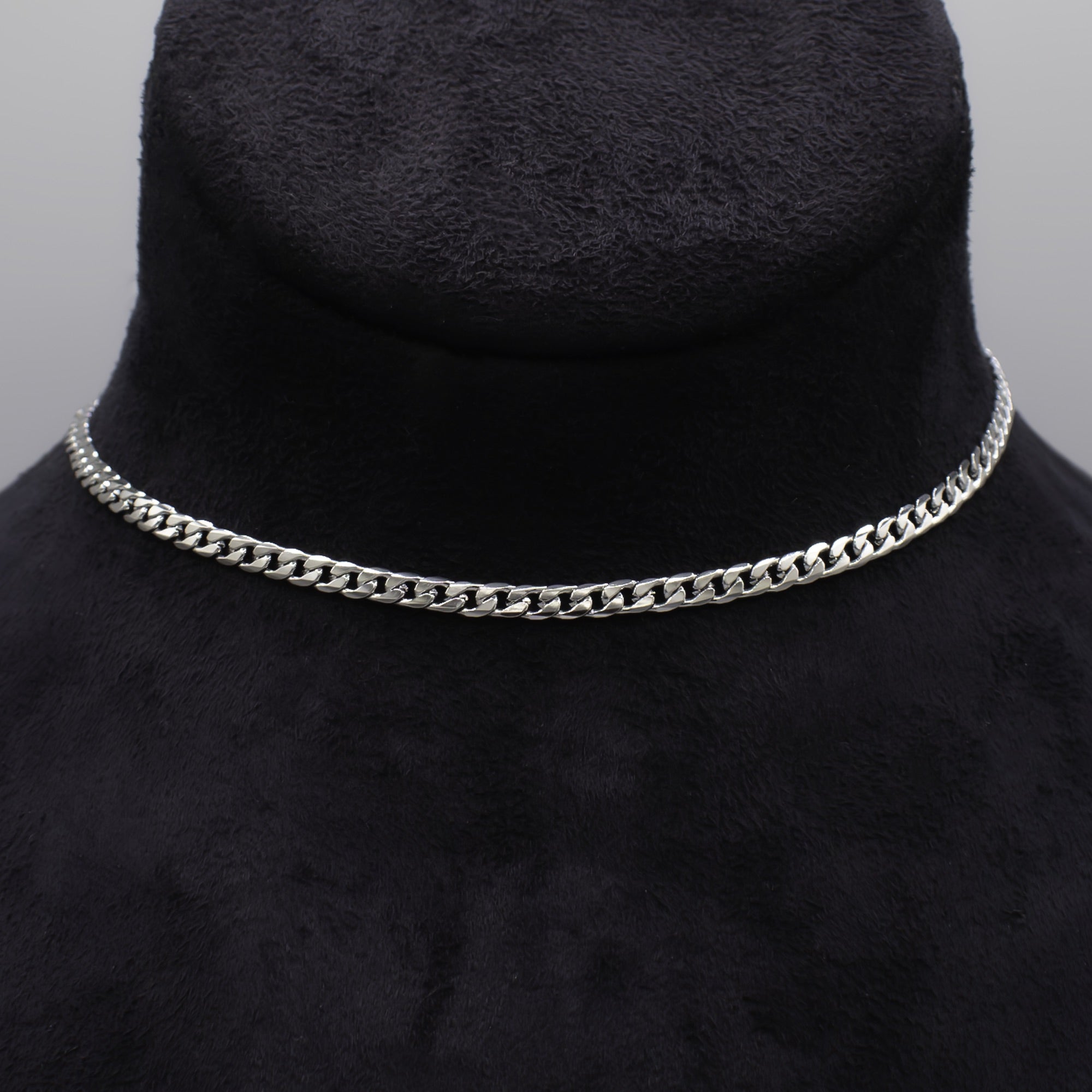 Collier ras du cou à maillons cubains unis - (argent) 4 mm
