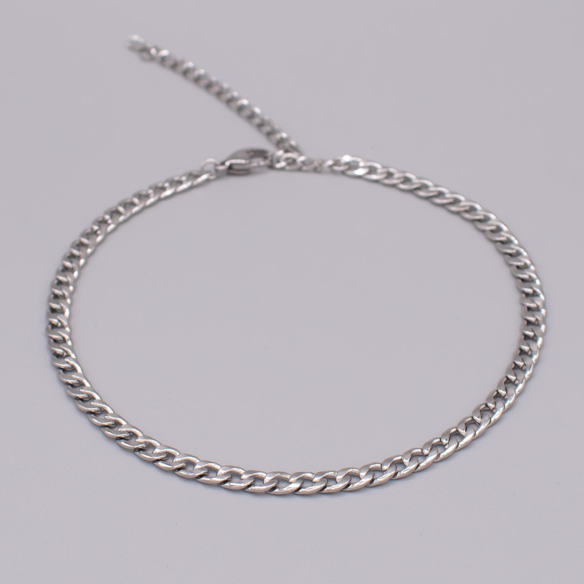 Plain Cuban Link Chain Choker Necklace - (Silver) 5mm