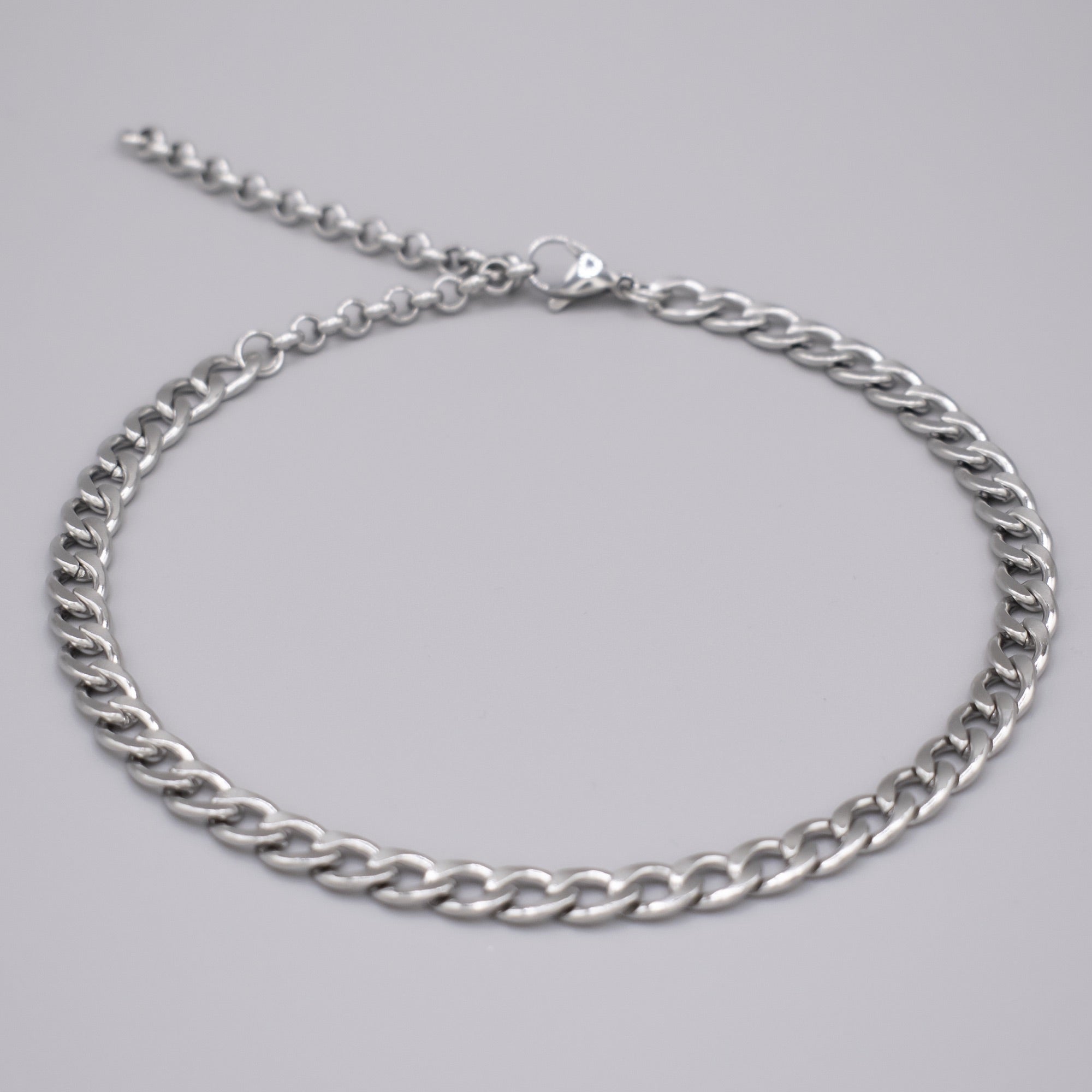 Plain Chunky Cuban Link Chain Choker Necklace - (Silver) 7mm