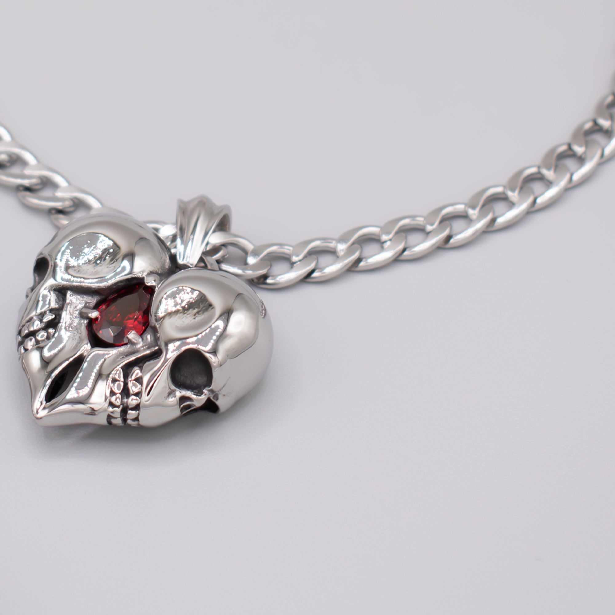 Eternal Love Gothic Skull Cuban Chain (Silver)