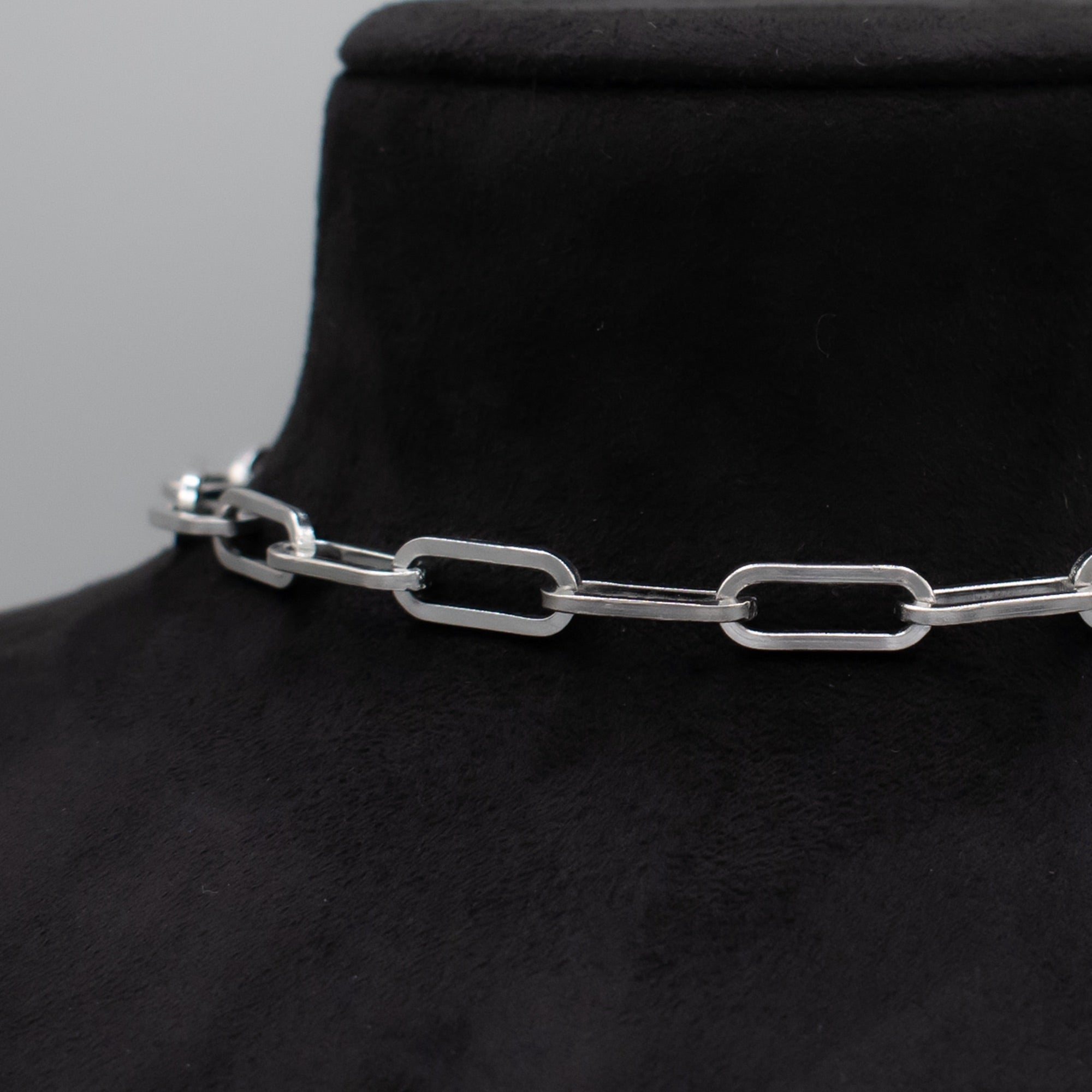 Klobige Büroklammer-Kette, Choker-Halskette – (Silber) 18 mm