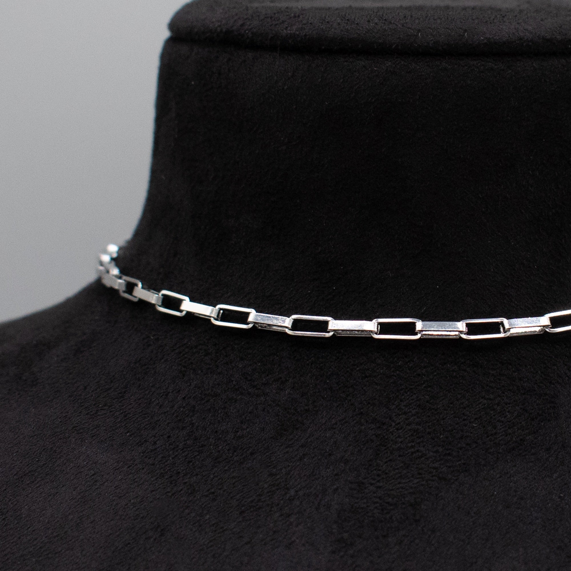 Choker-Halskette mit Büroklammerkette – (Silber) 8 mm