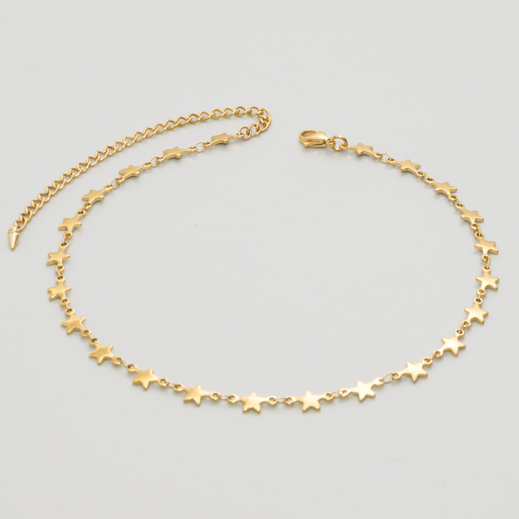 Gold star link choker necklace