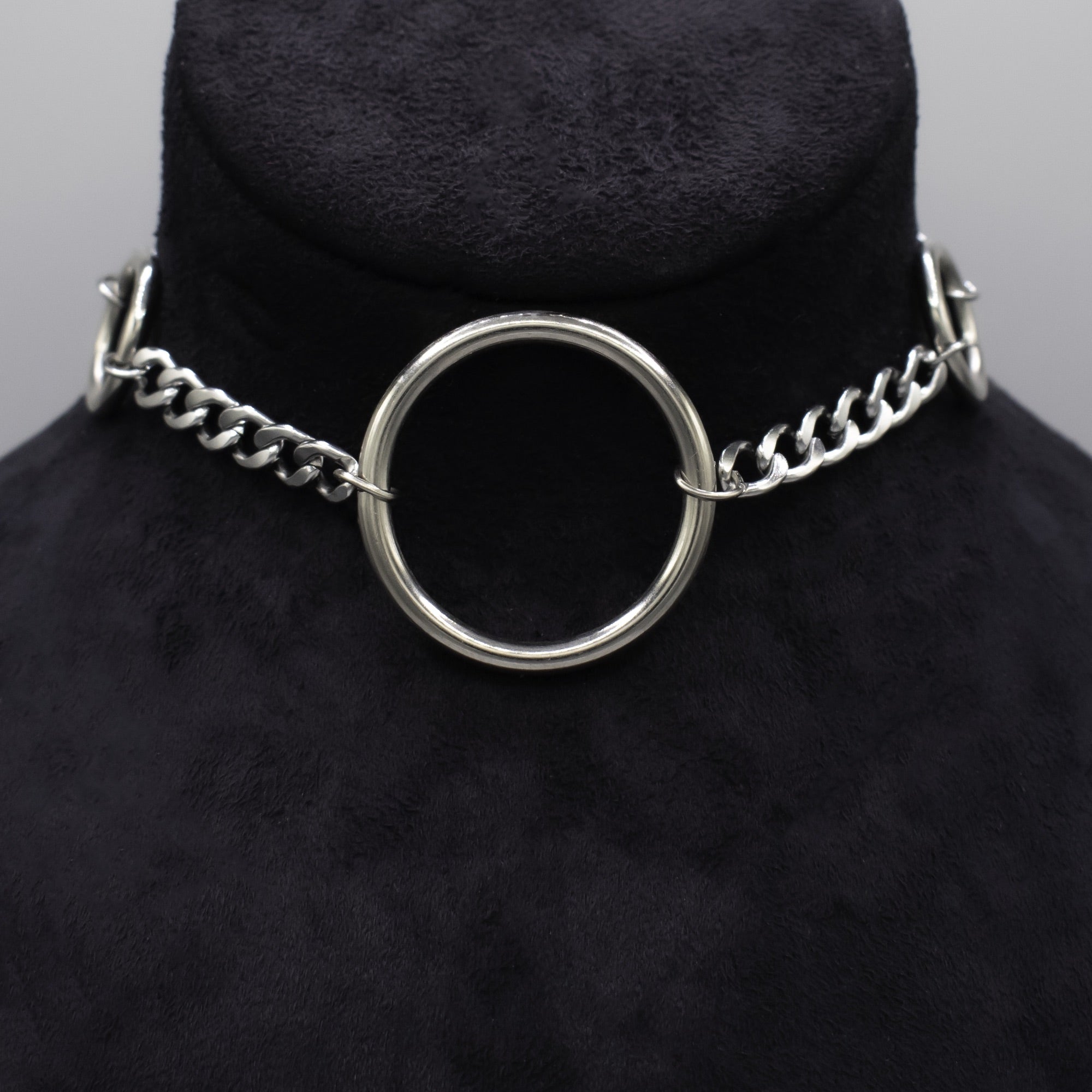 Collier ras du cou cubain à triple anneau (argent)