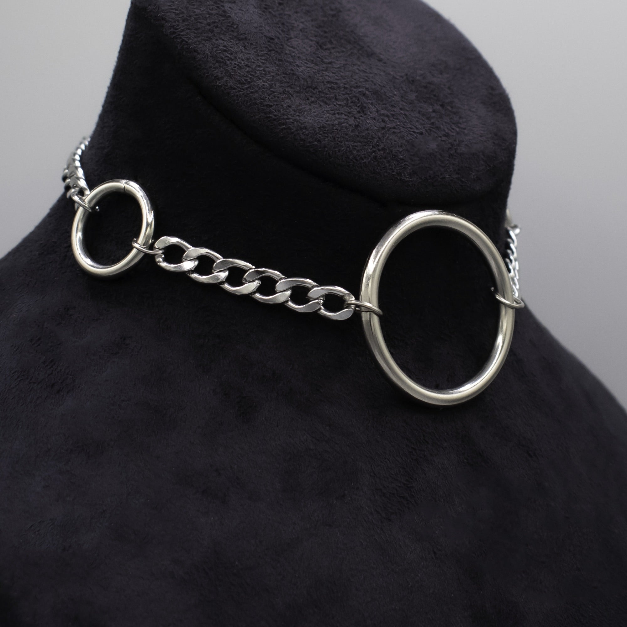 Collier ras du cou cubain à triple anneau (argent)