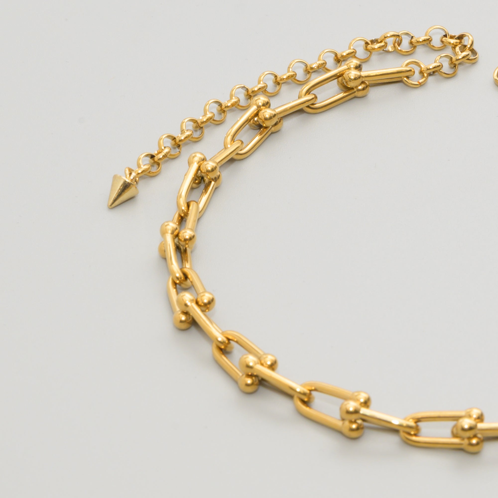 Forge Link Chain Choker Necklace - (Gold) 8mm