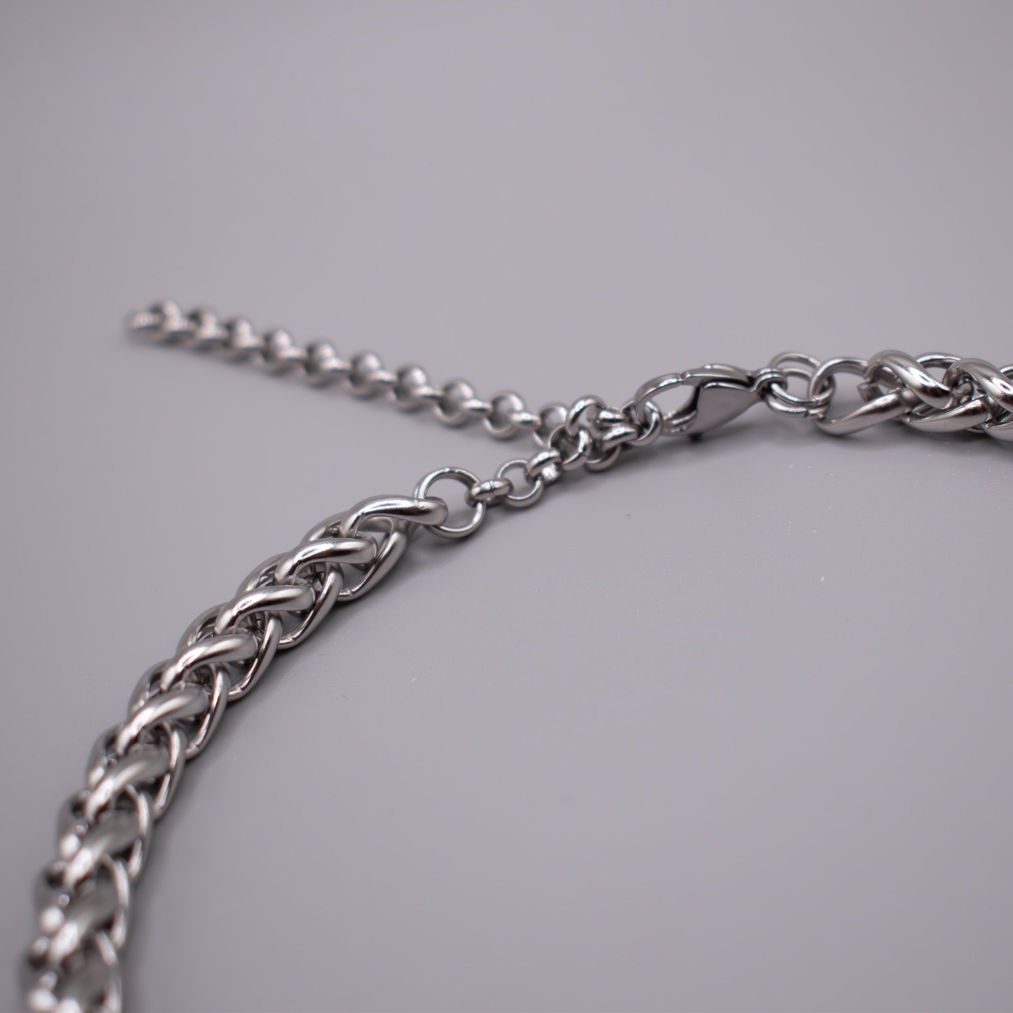 Plain Chunky Foxtail Choker Necklace - (Silver) 8mm