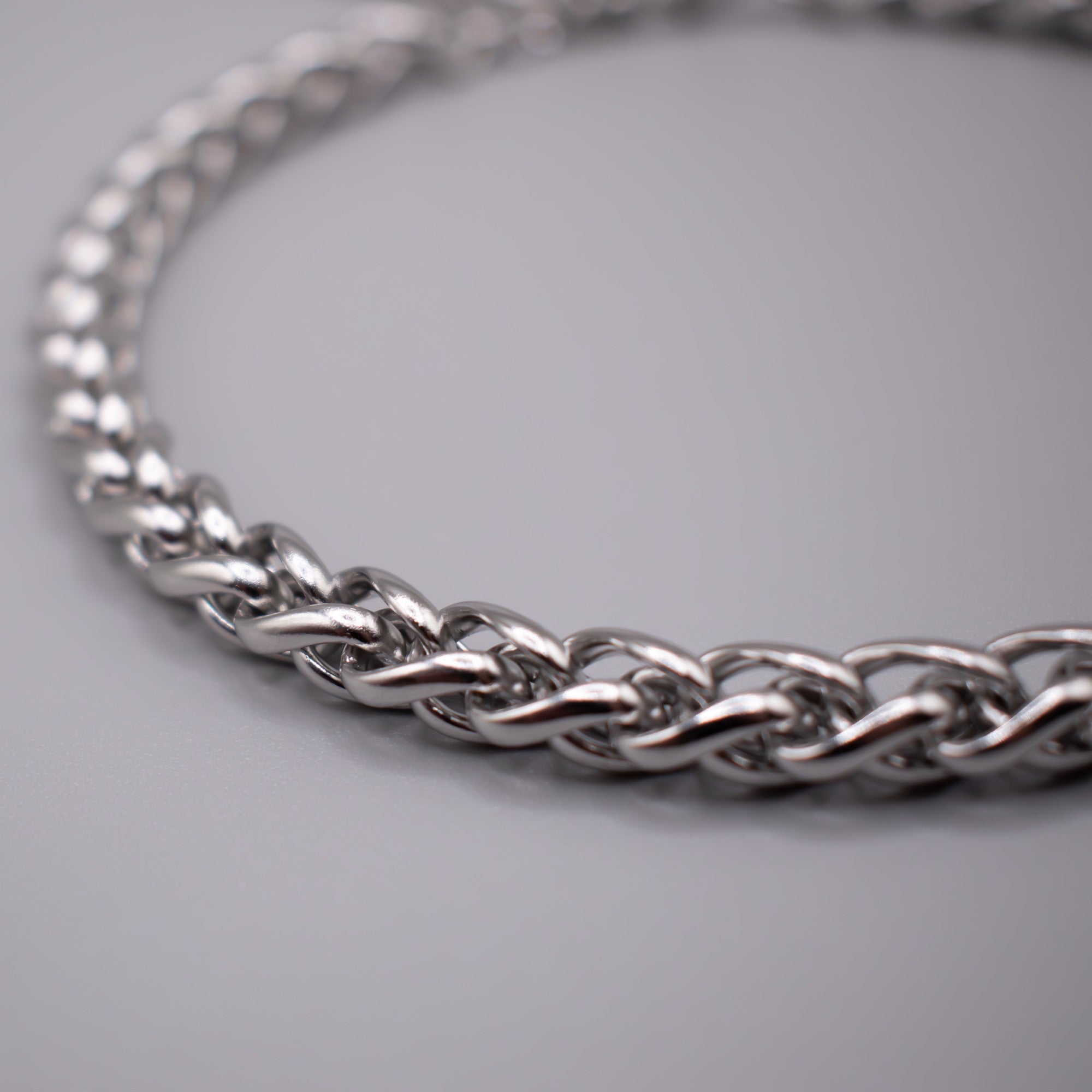 Plain Chunky Foxtail Choker Necklace - (Silver) 8mm