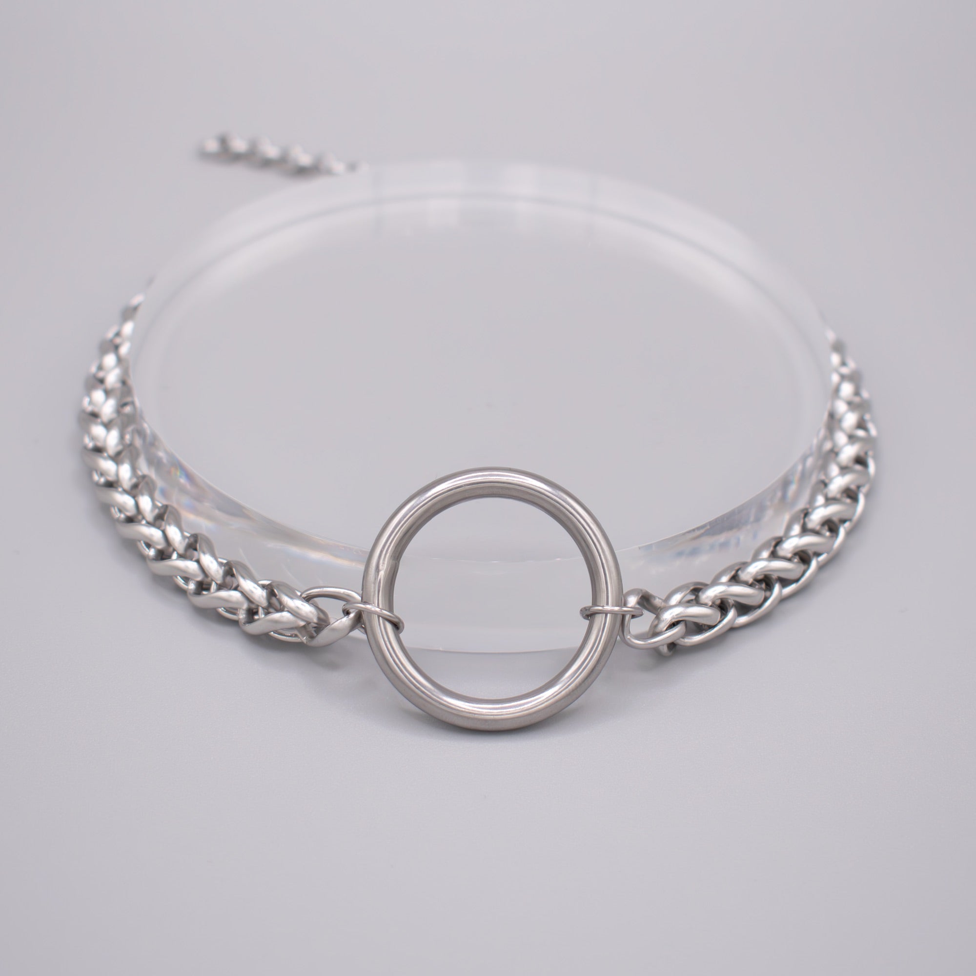 O Ring Foxtail choker necklace in silver