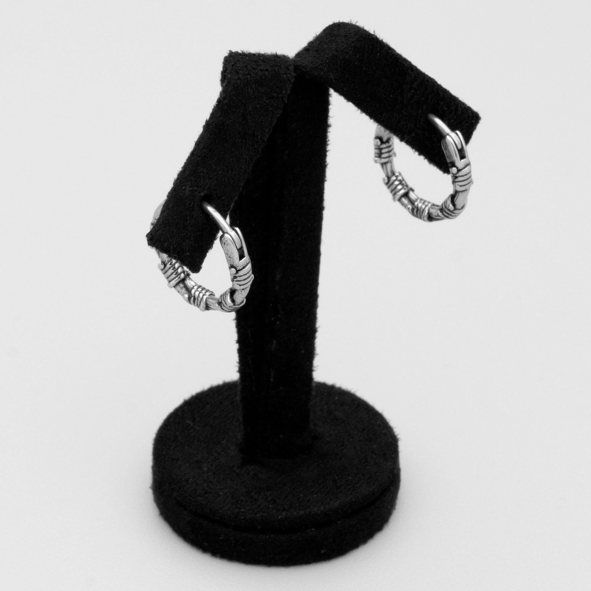 silver barbed wire hoop earrings