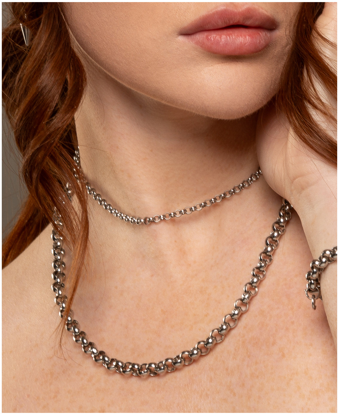 belcher chain necklace in silver stainless steel
