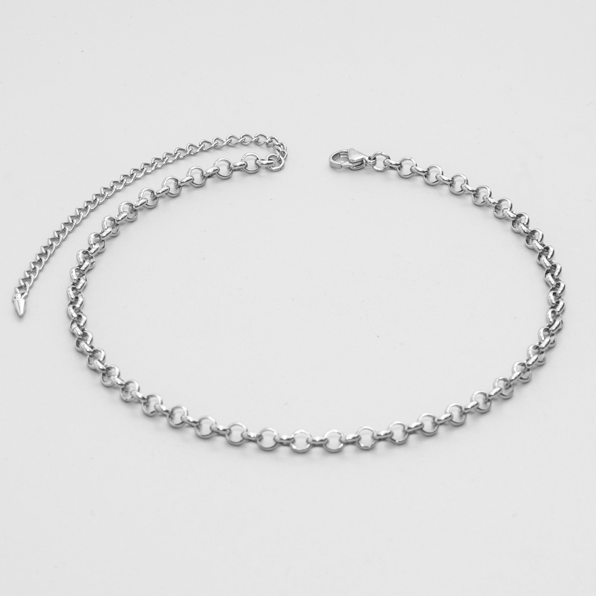 belcher chain choker necklace in silver 4mm