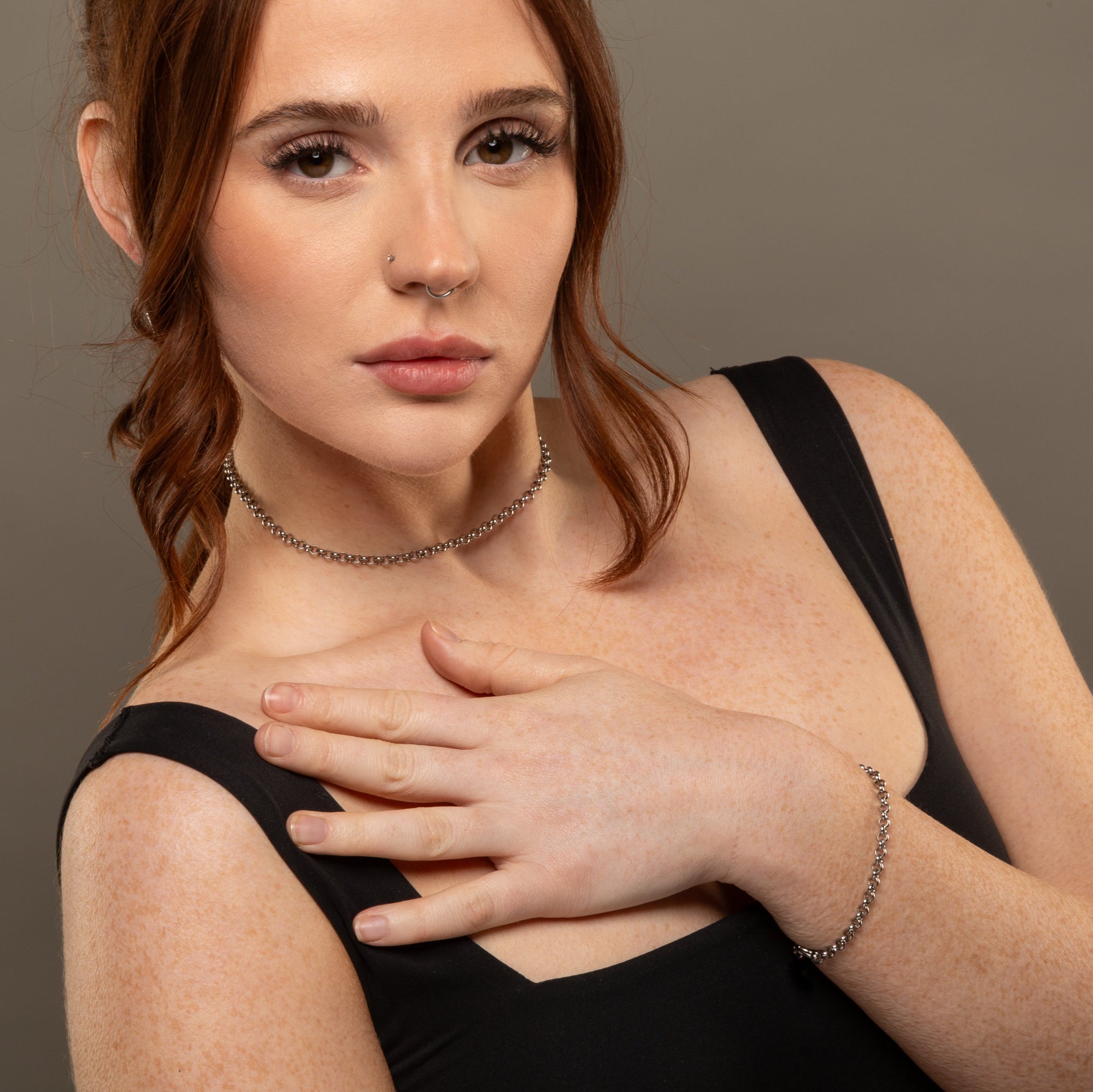 belcher chain choker necklace in silver 4mm