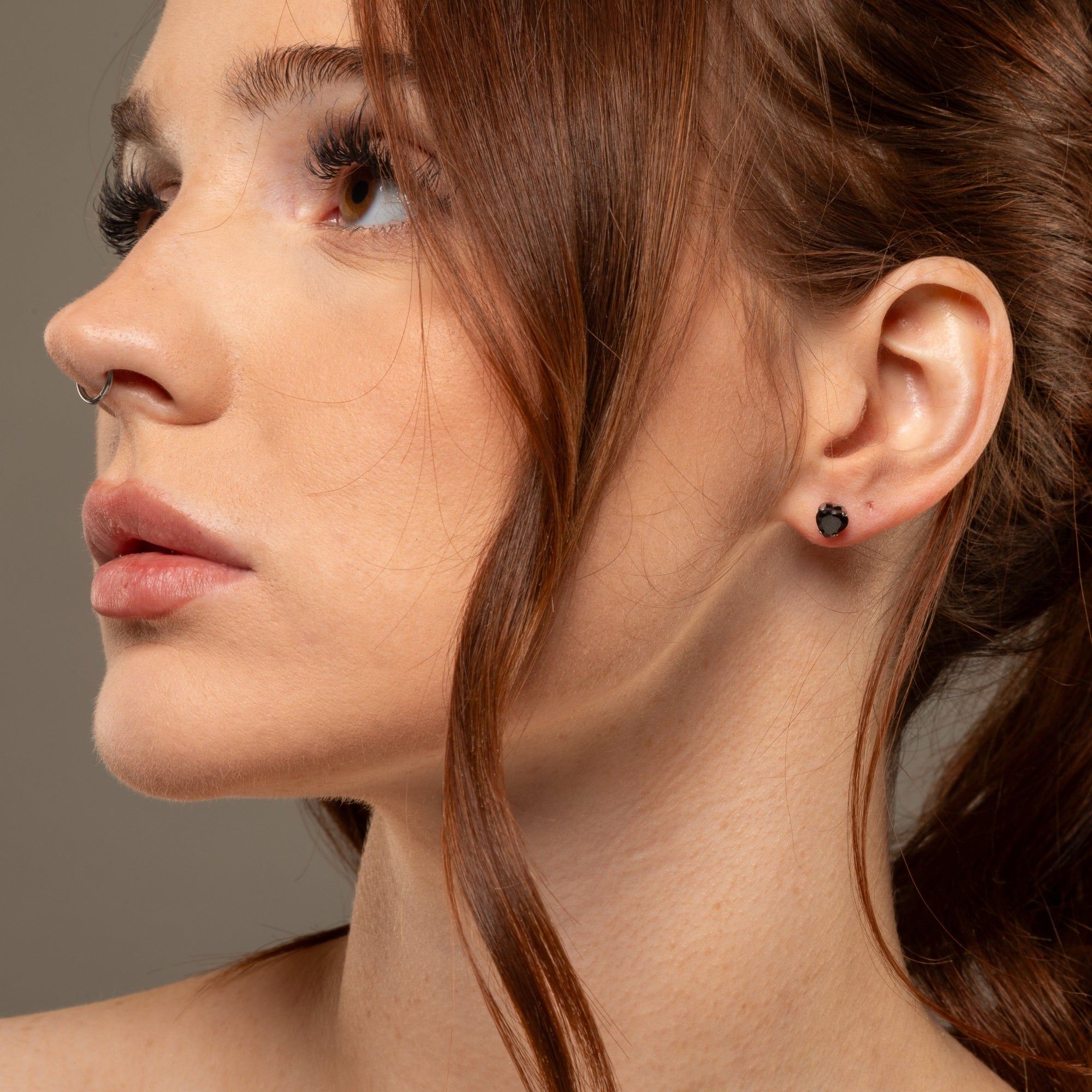black heart stud earrings