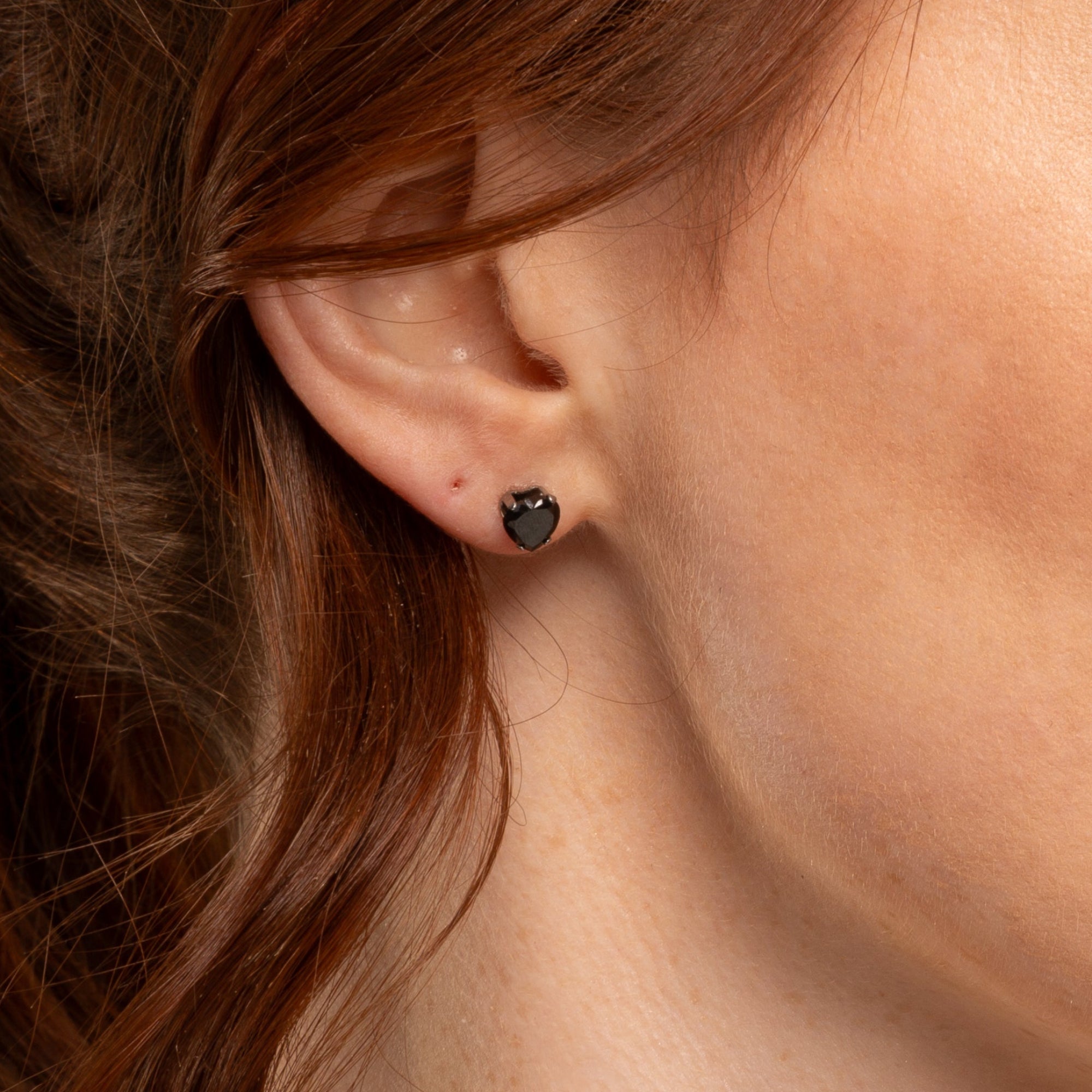 black heart stud earrings