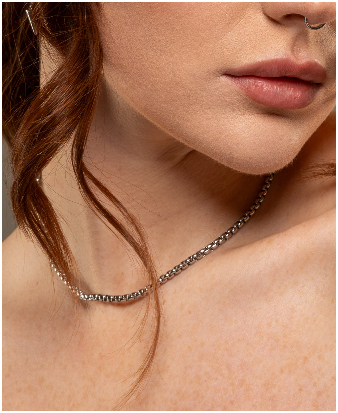 silver box chain choker