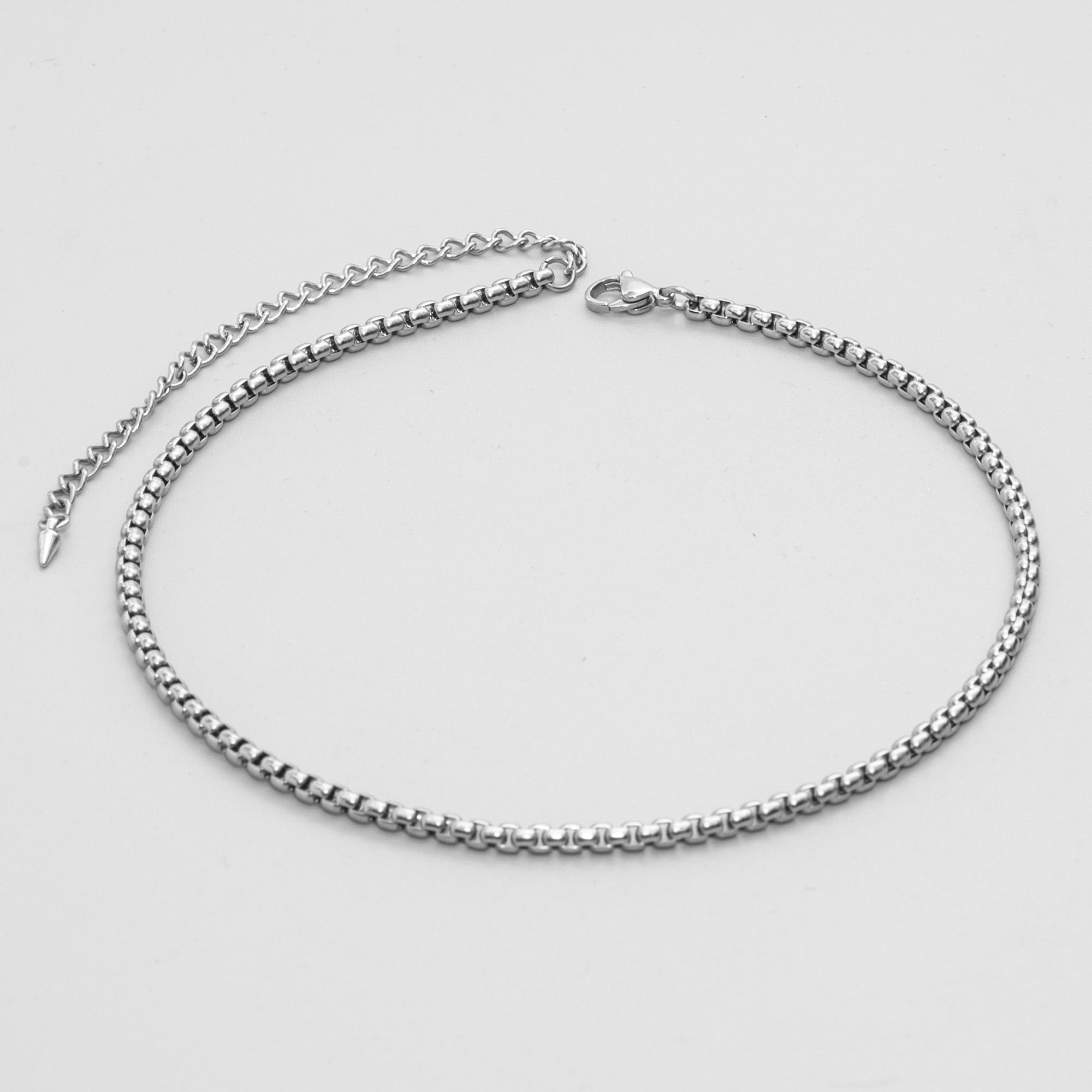 box chain choker necklace in silver 4mm