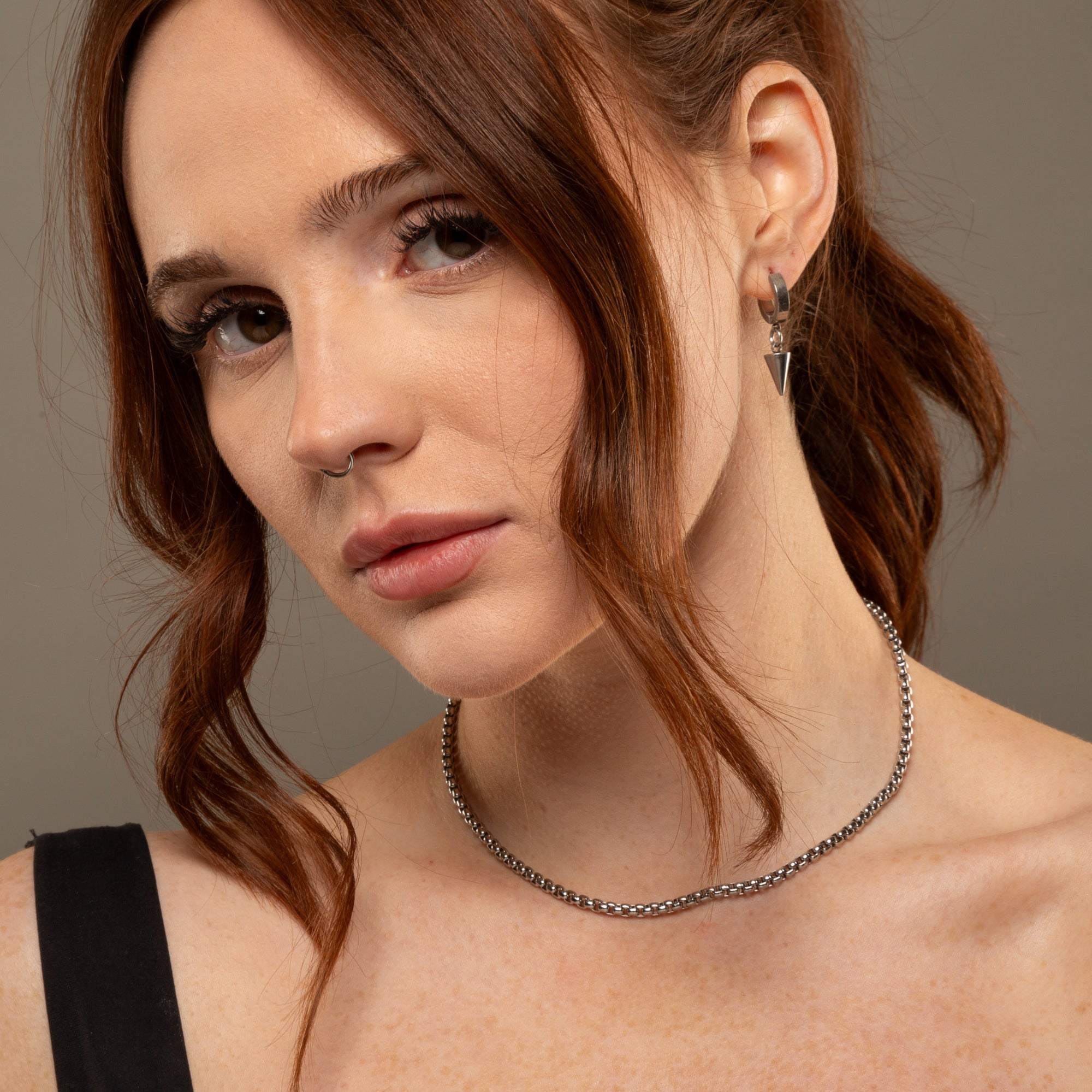 box chain choker necklace in silver 4mm