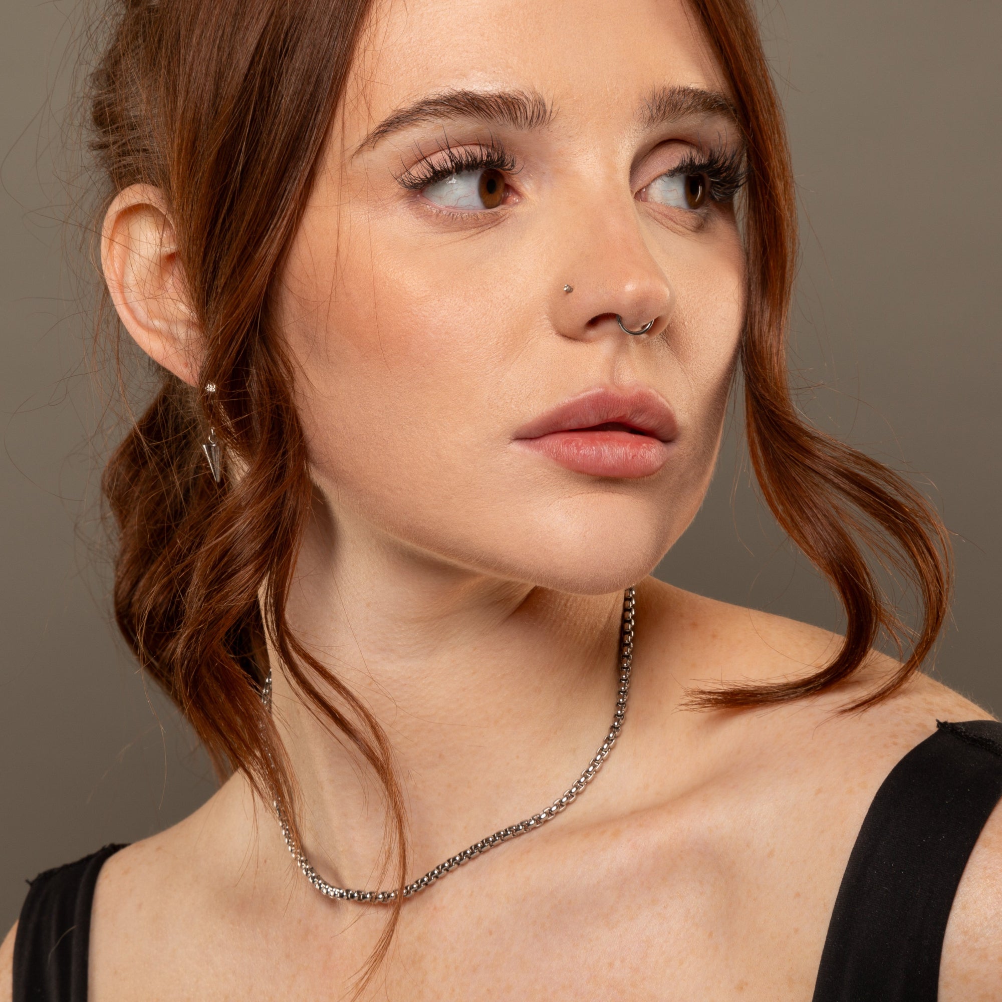 box chain choker necklace in silver 4mm