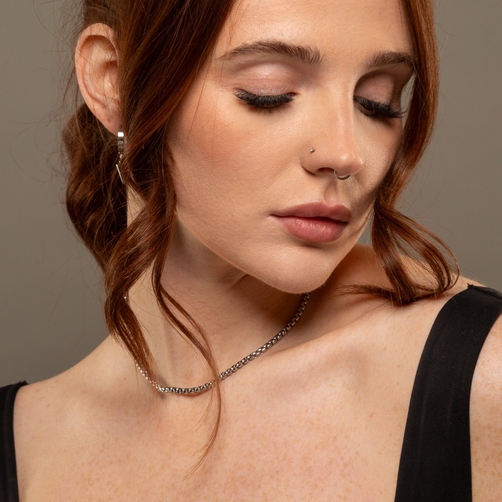 box chain choker necklace in silver 4mm