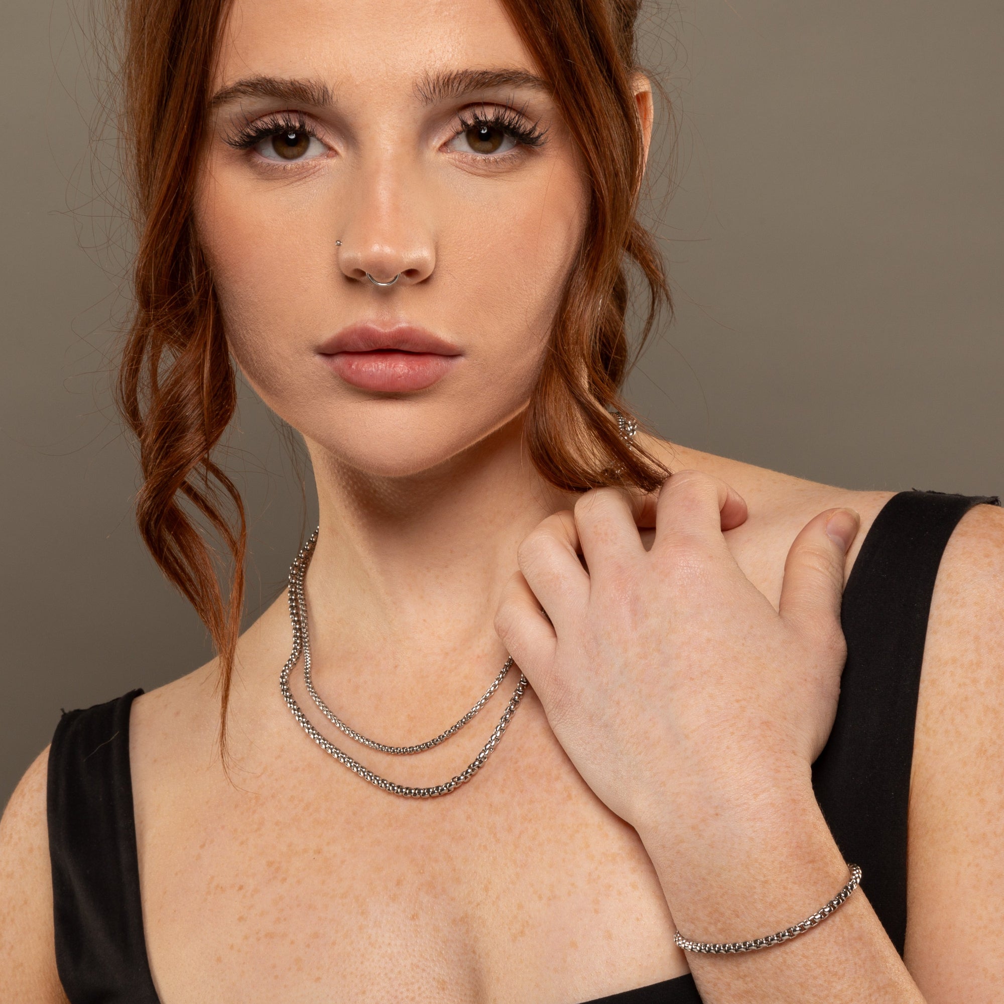 box chain necklace in silver 4mm wide