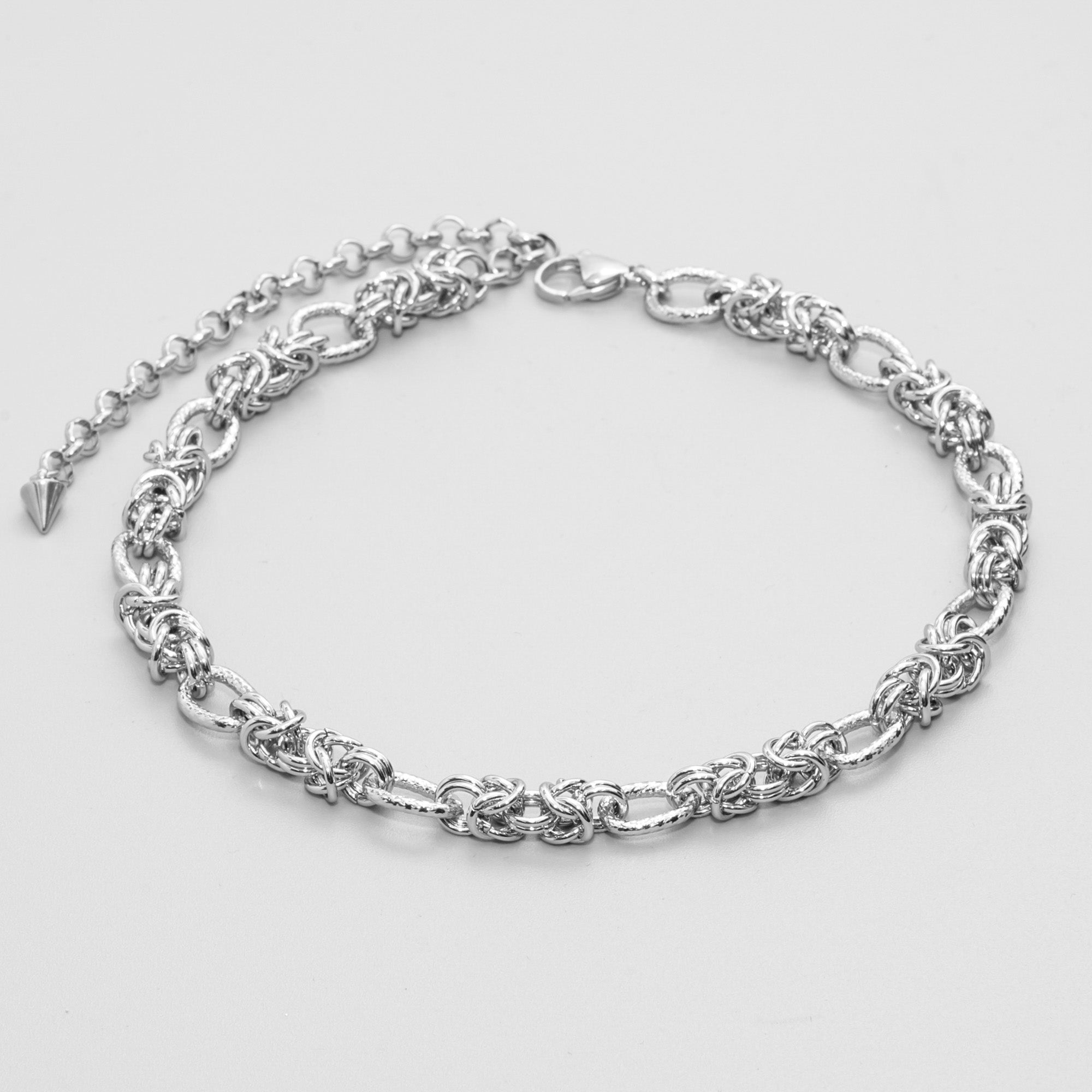Byzantine chainmail choker in silver stainless steel