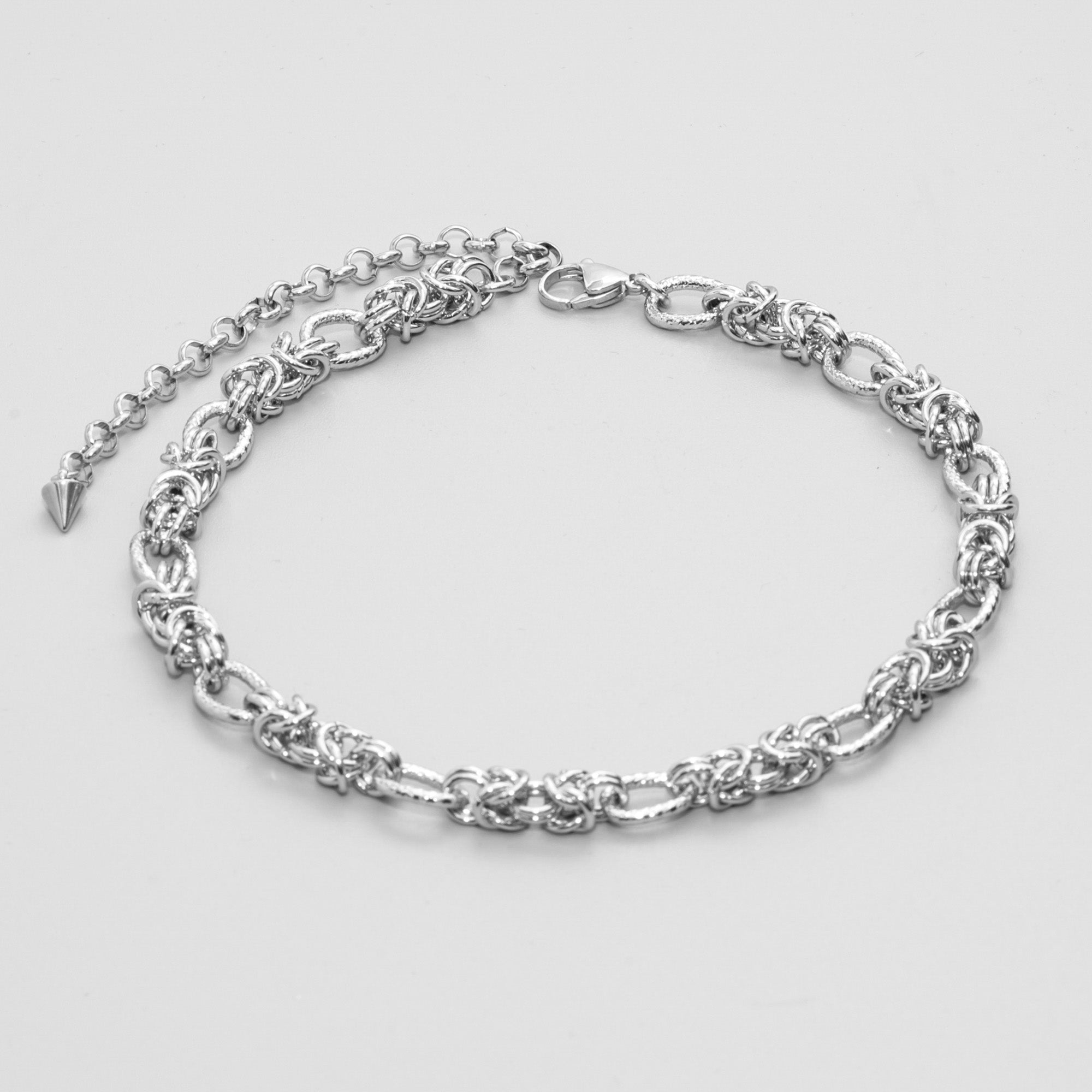 Byzantine chainmail choker in silver stainless steel