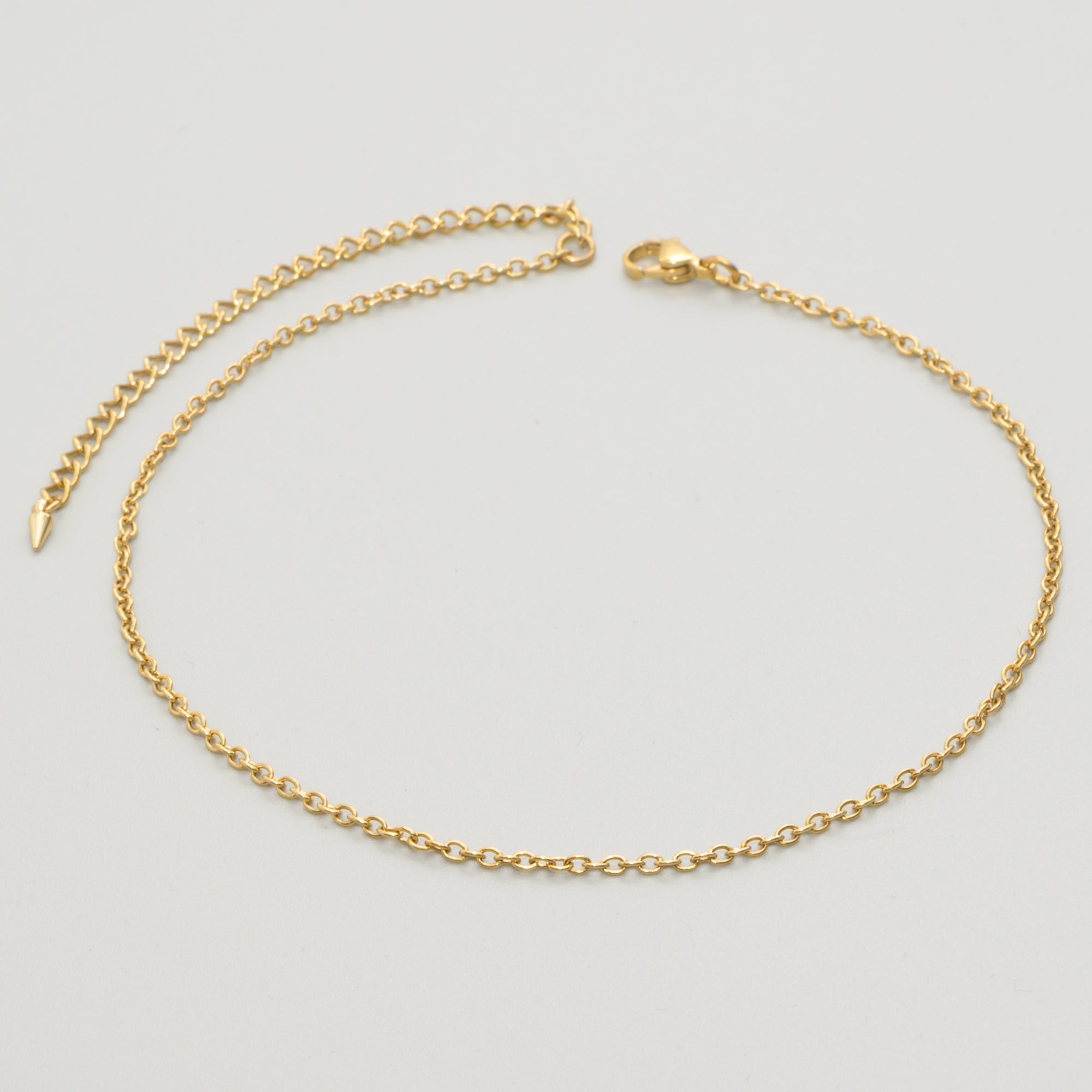 Dainty 2mm cable chain choker necklace in gold stainless steel