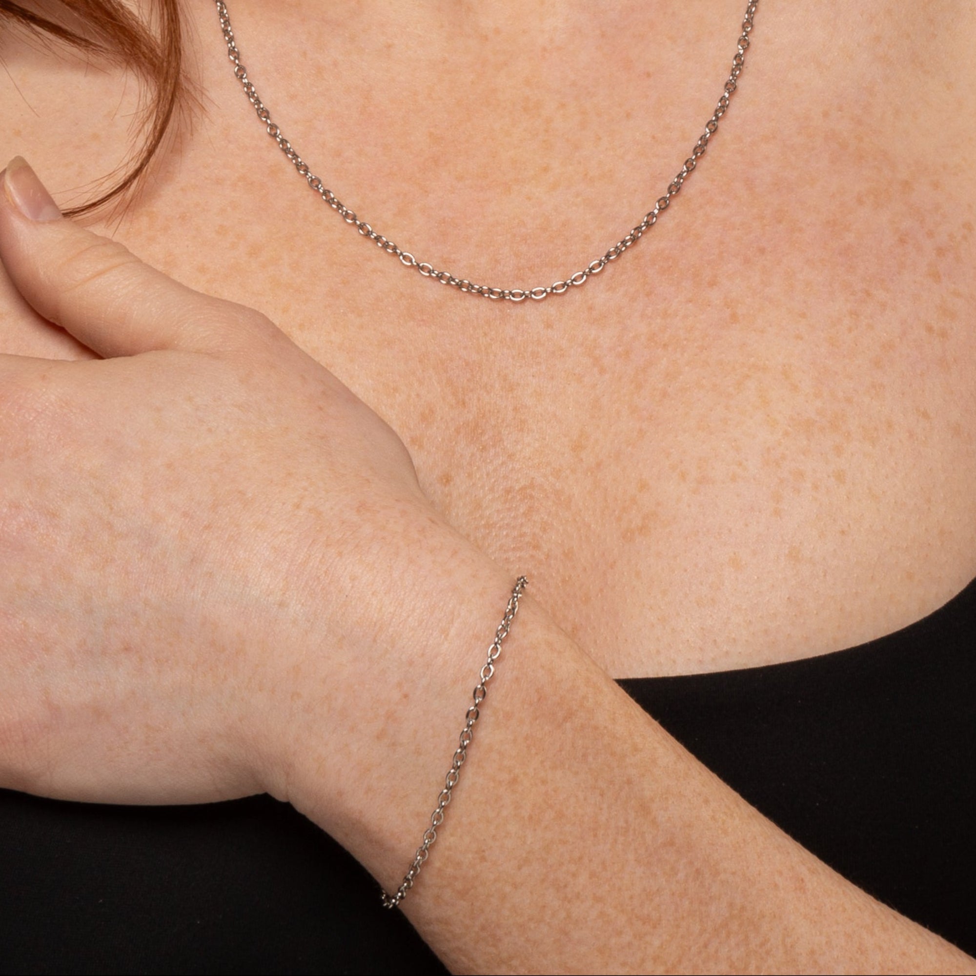 dainty 2mm cable chain bracelet in silver