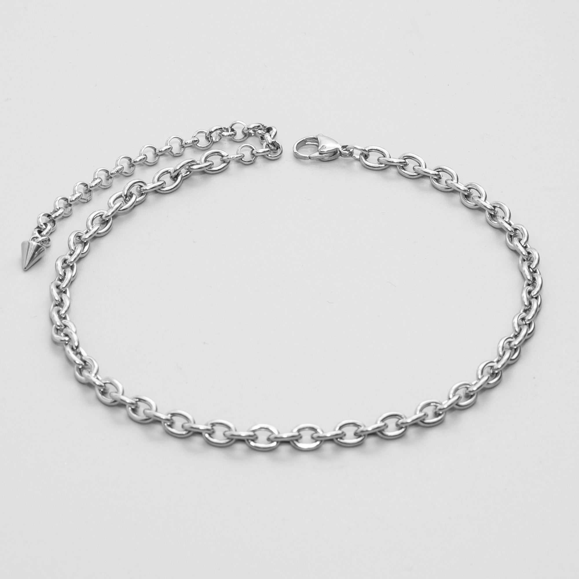 chunky 6mm cable chain choker necklace in silver stainless steel