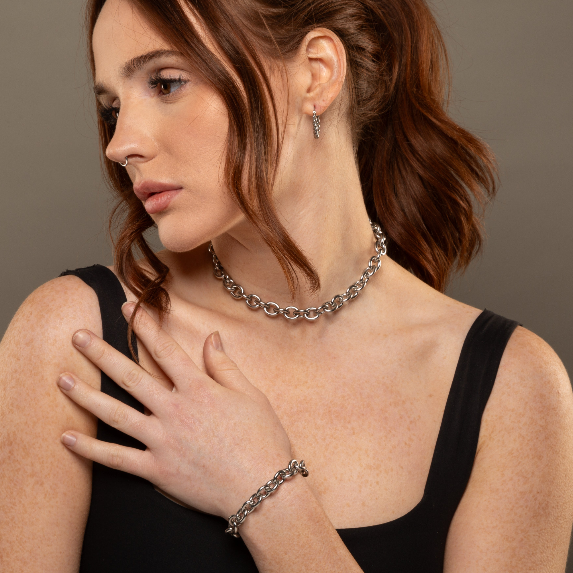 chunky silver cable chain bracelet 10mm