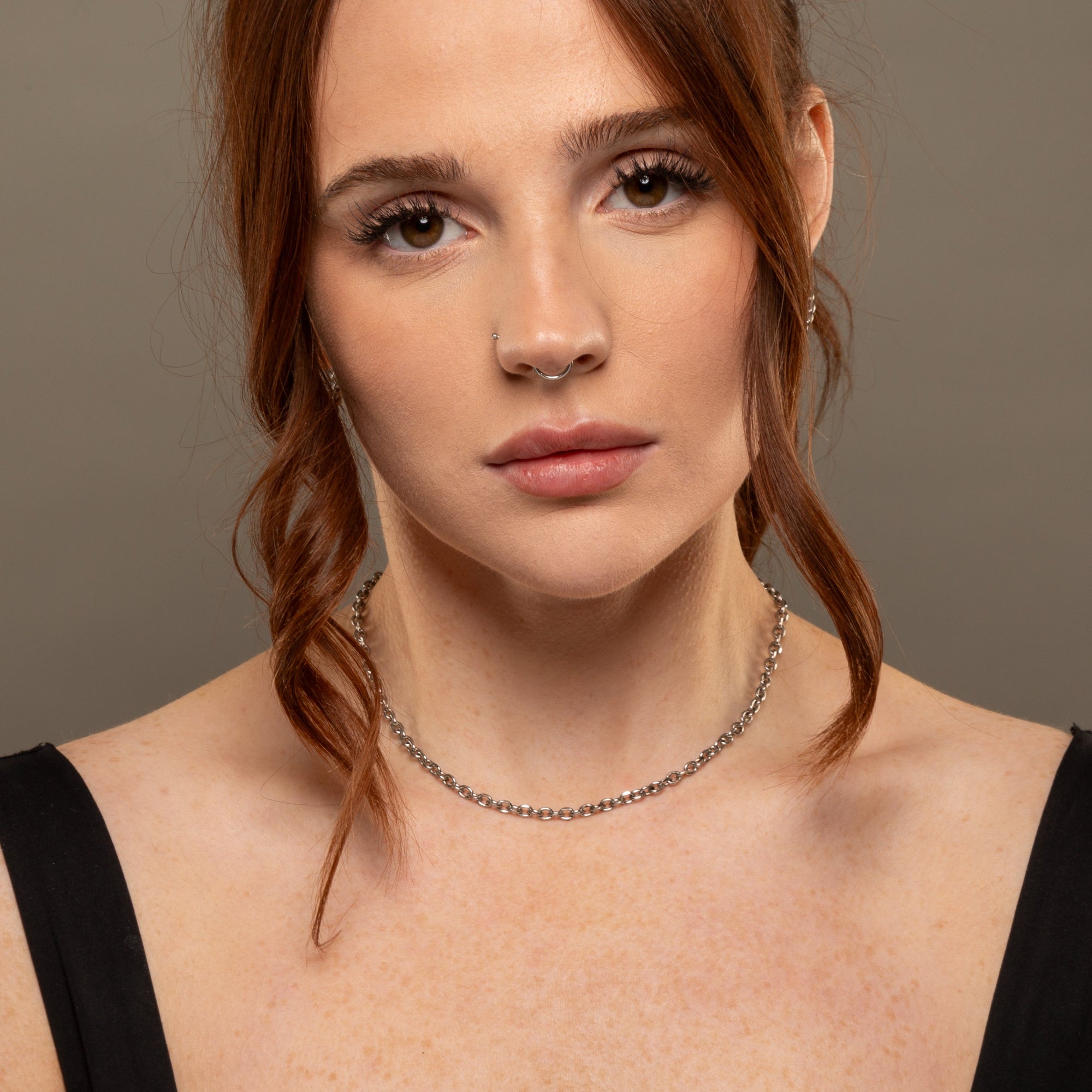cable chain choker in silver 4mm